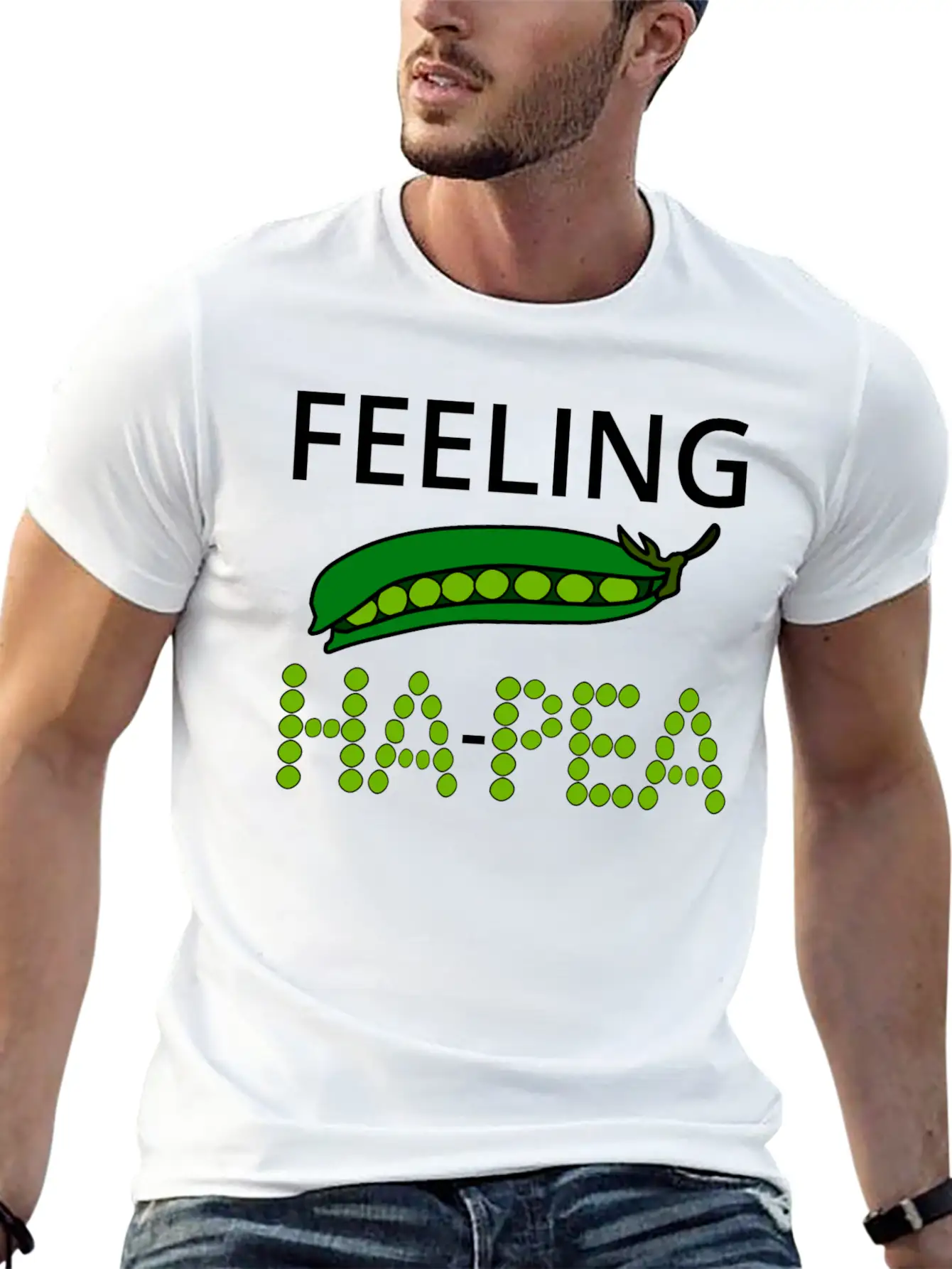 Feeling Ha-Pea (Feeling Happy) Stylish Everyday T-Shirt – Unisex Basic Cotton Tee