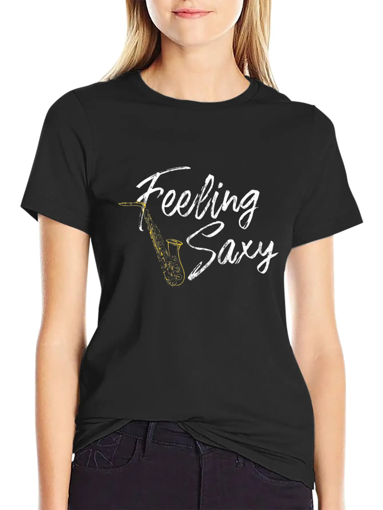 Feeling Saxy Funny Saxaphone Breathable Graphic T-Shirt – Perfect For Casual Days
