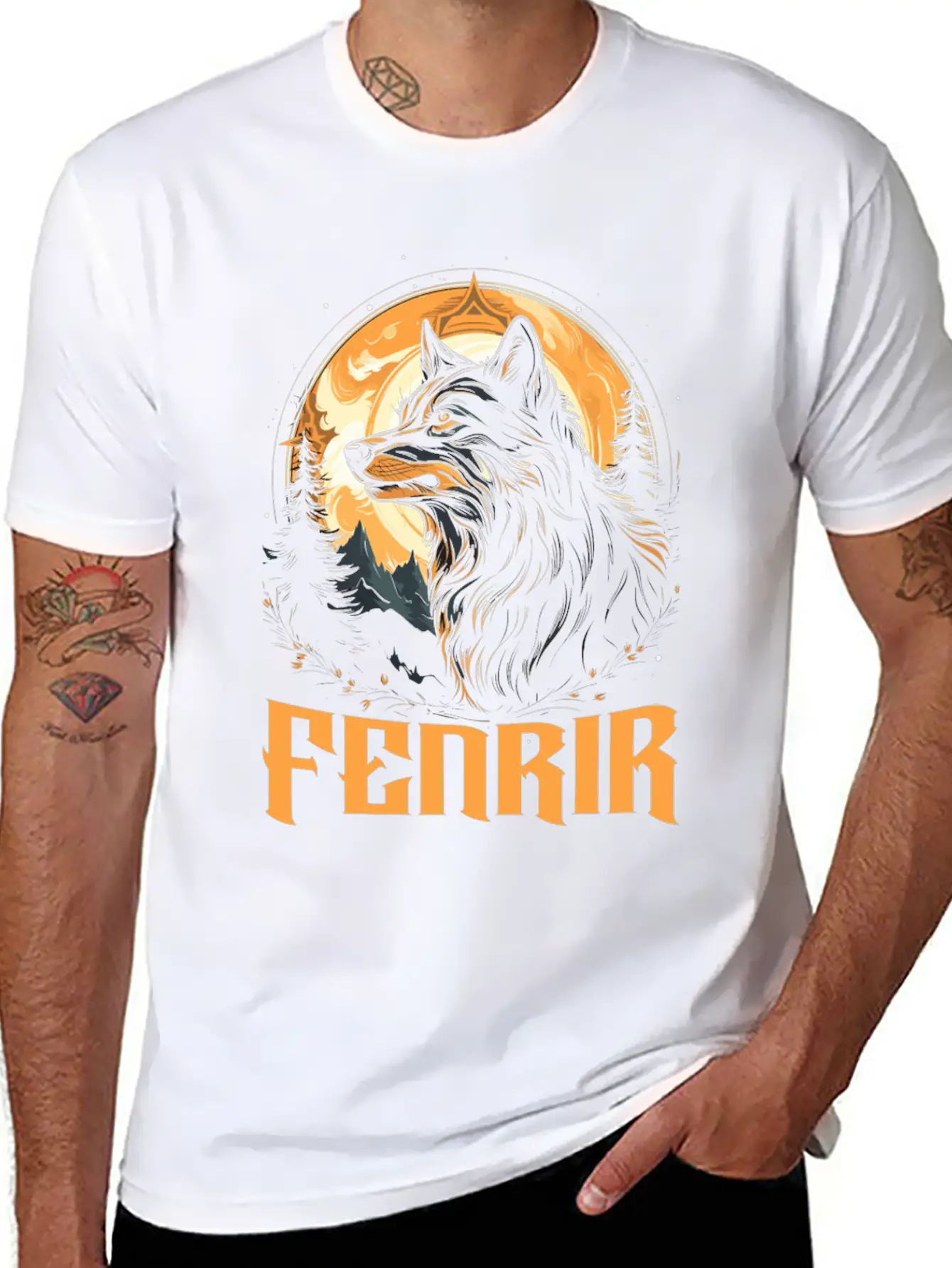 Fenrir Wolf Viking Norse Norsemen Odins Wolf Basic Graphic T-Shirt – Daily Comfort In Soft Cotton