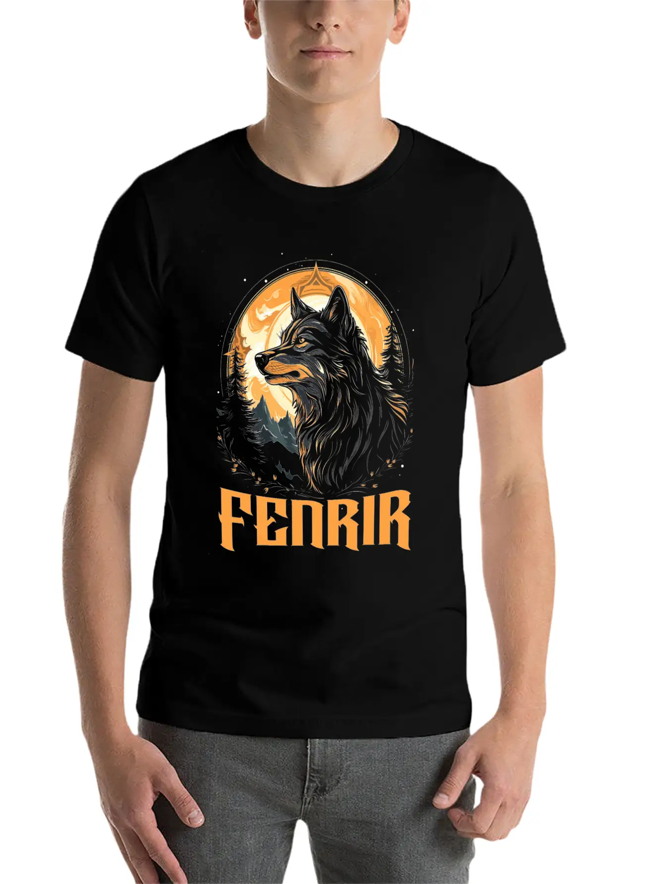 Fenrir Wolf Viking Norse Norsemen Odins Wolf Basic Graphic T-Shirt – Daily Comfort In Soft Cotton
