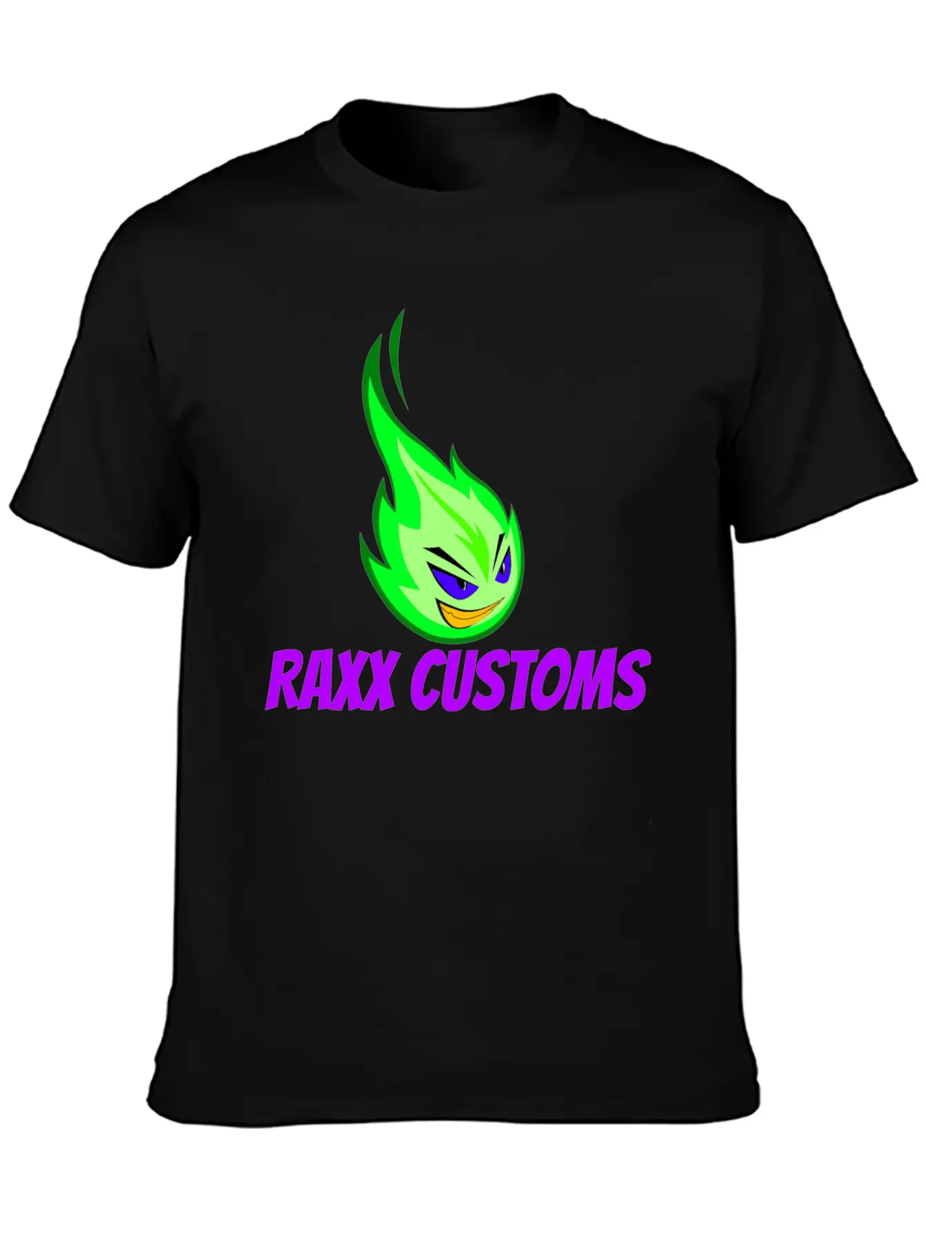 Fire RAXX CUSTOMS Logo Blue And Green Relaxed Everyday Tee – Lightweight And Durable Cotton