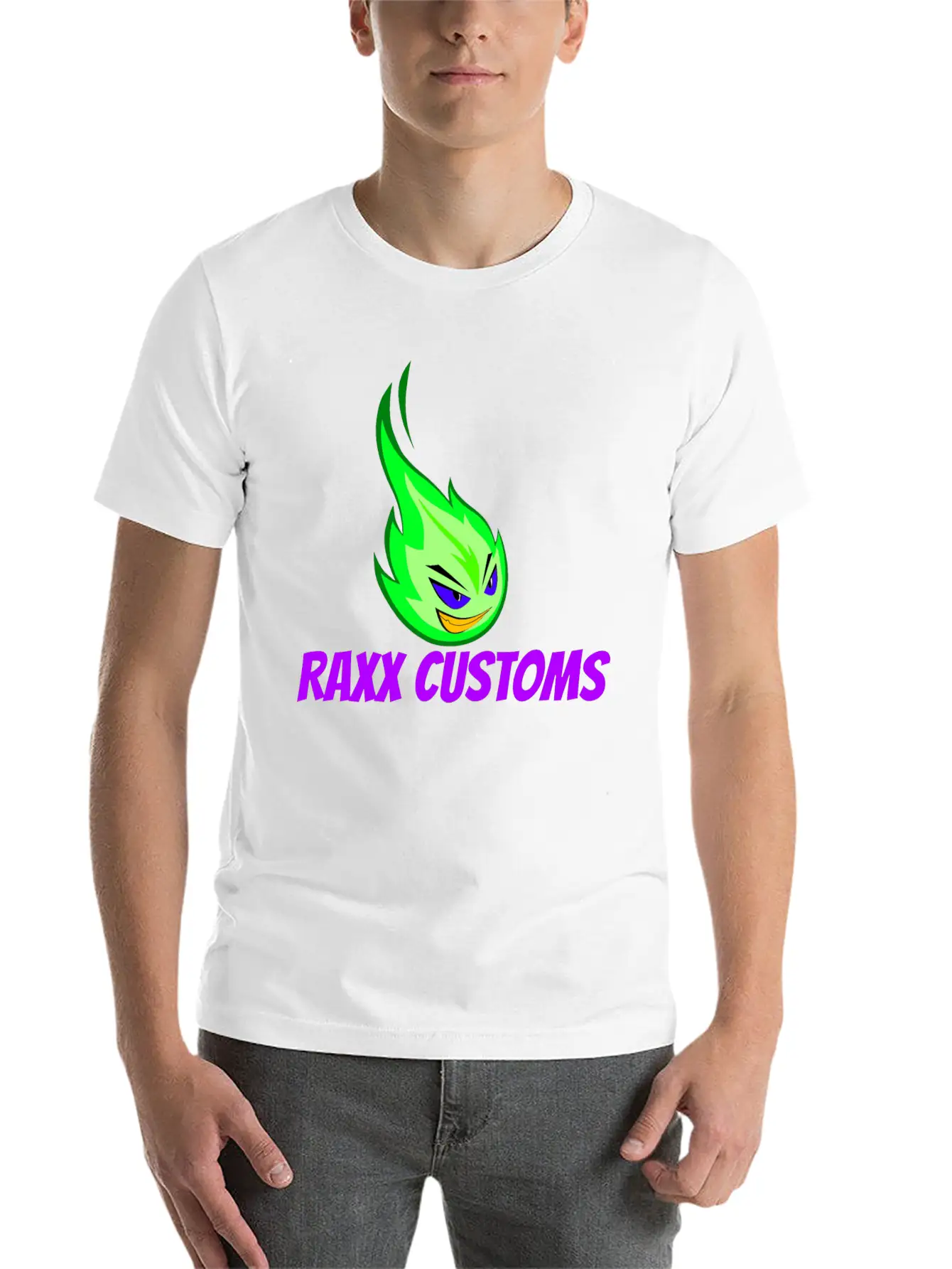 Fire RAXX CUSTOMS Logo Blue And Green Relaxed Everyday Tee – Lightweight And Durable Cotton
