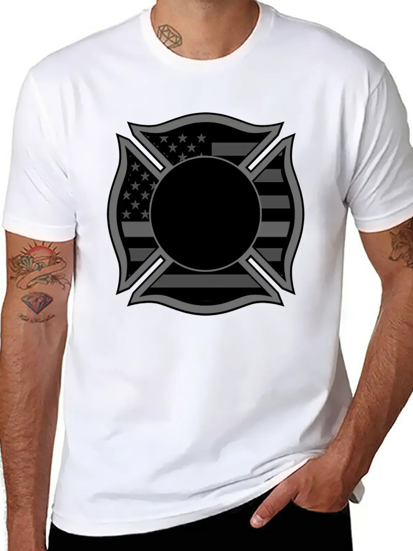 Firefighter Black Flag Maltese Classic Cotton Tee – Unisex Comfort For Any Season