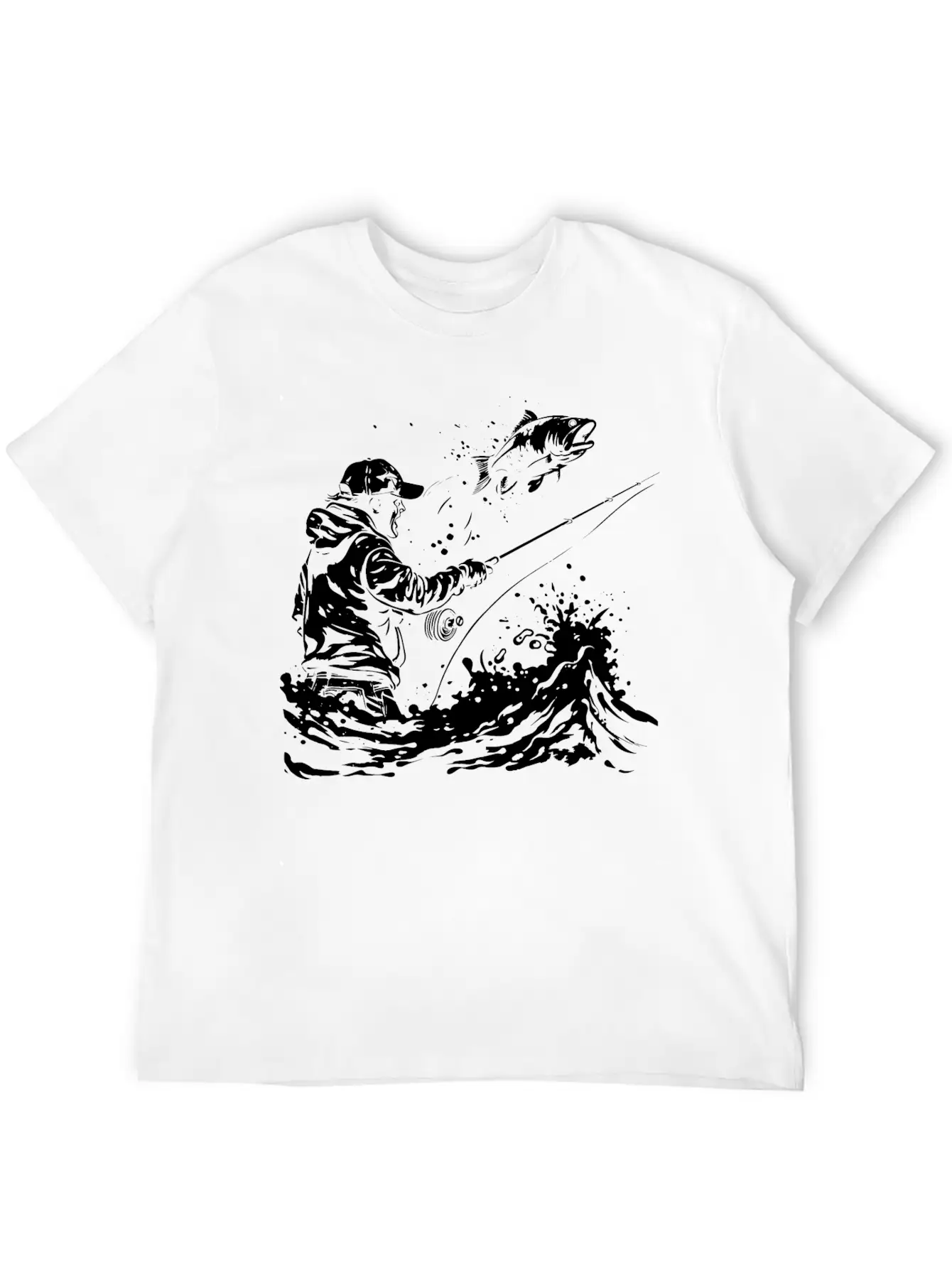Fishing Guy Sketch Classic Cotton Tee – Unisex Comfort For Any Season