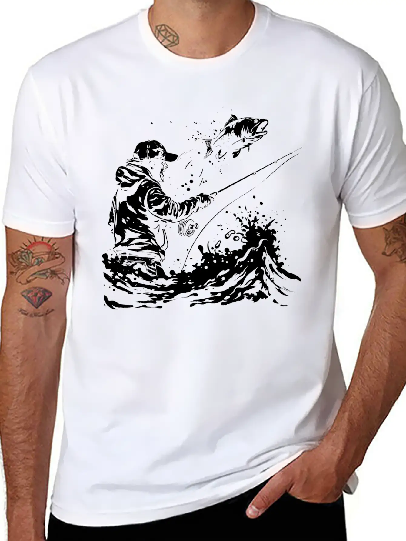 Fishing Guy Sketch Classic Cotton Tee – Unisex Comfort For Any Season