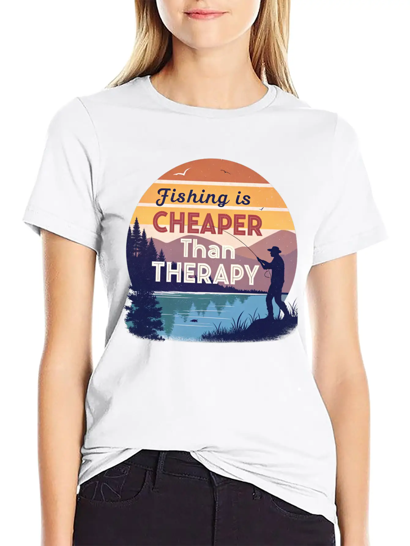 Fishing Is Cheaper Than Therapy Basic Graphic T-Shirt – Daily Comfort In Soft Cotton