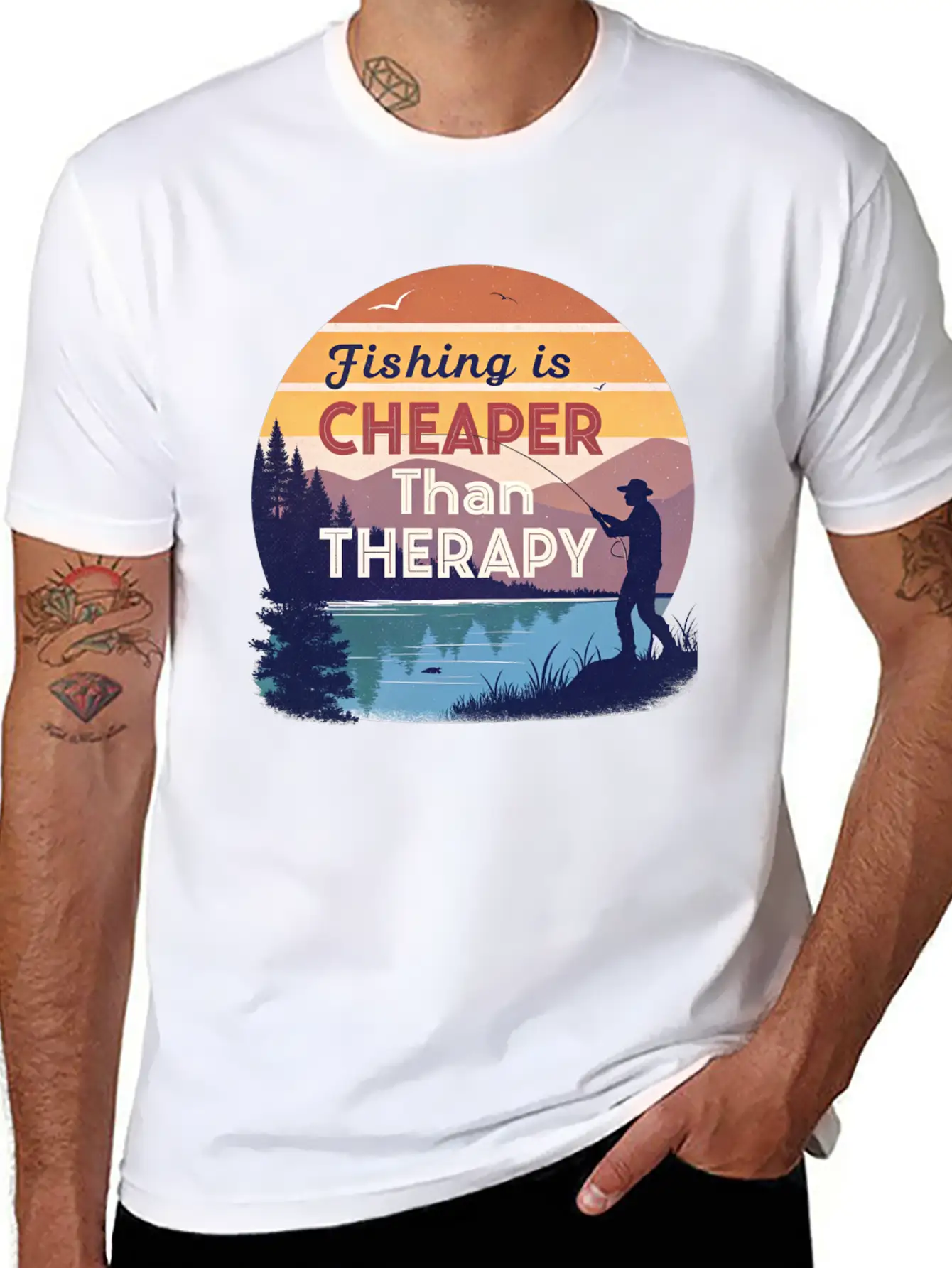 Fishing Is Cheaper Than Therapy Basic Graphic T-Shirt – Daily Comfort In Soft Cotton