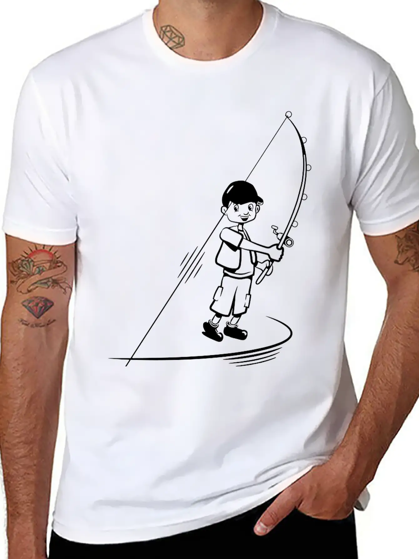 Fishing Young Fishing Fun Stylish Everyday T-Shirt – Unisex Basic Cotton Tee