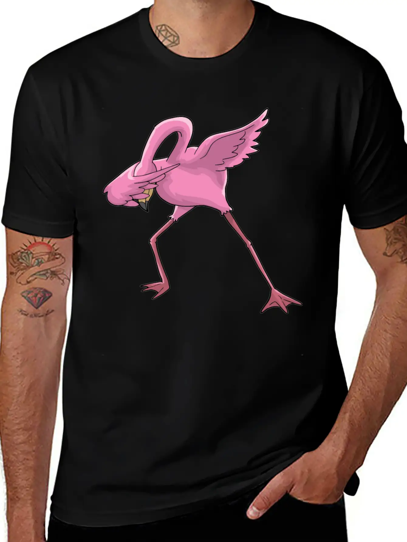 Flamingo Dabbing Simple Everyday Graphic Tee – Lightweight Summer Wear