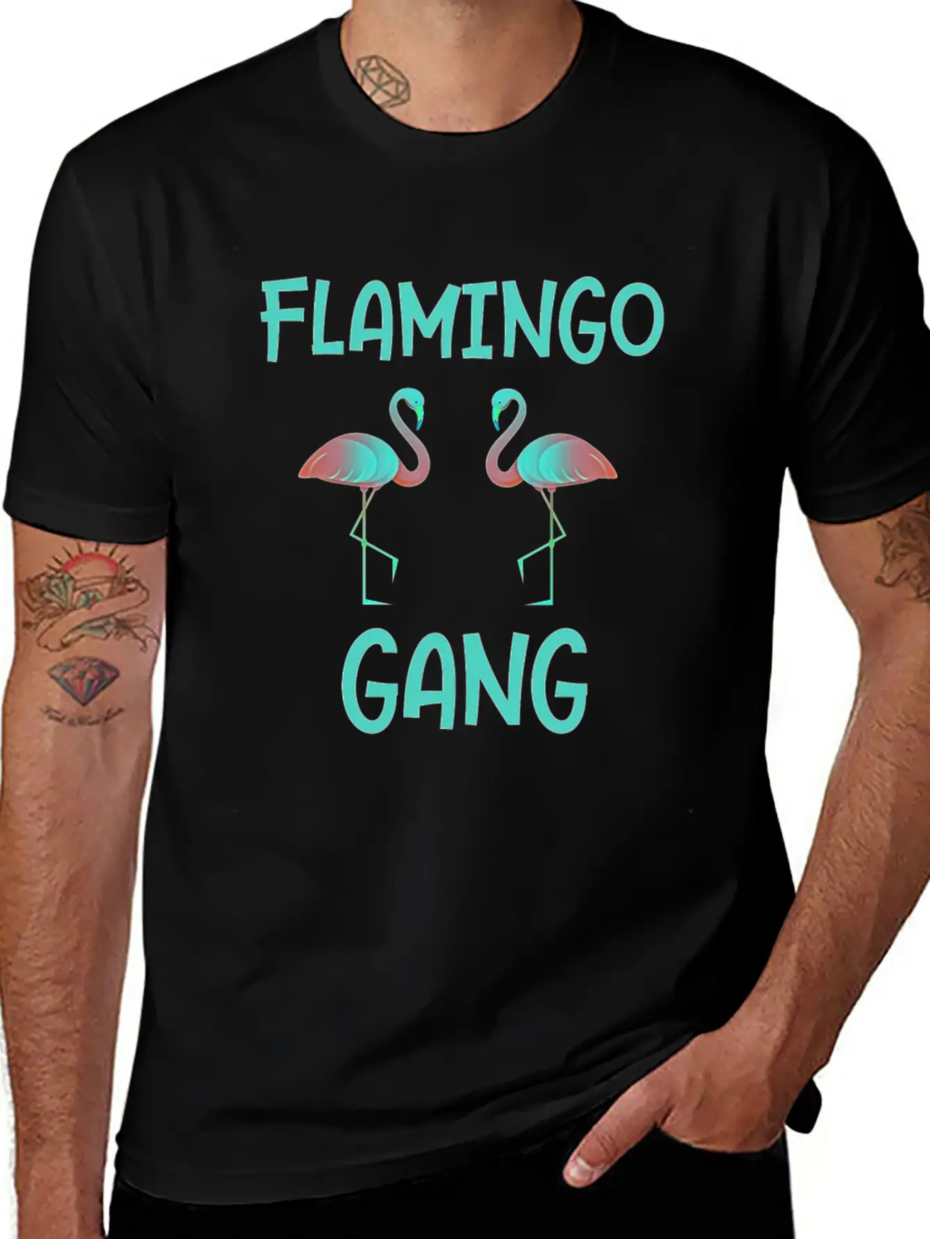 Flamingo Gang Cool Gift Flamingos Stylish Everyday T-Shirt – Unisex Basic Cotton Tee