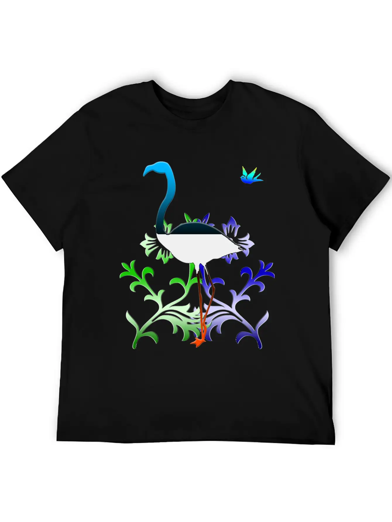 Flamingo With Flowers Classic Cotton Tee – Unisex Comfort For Any Season
