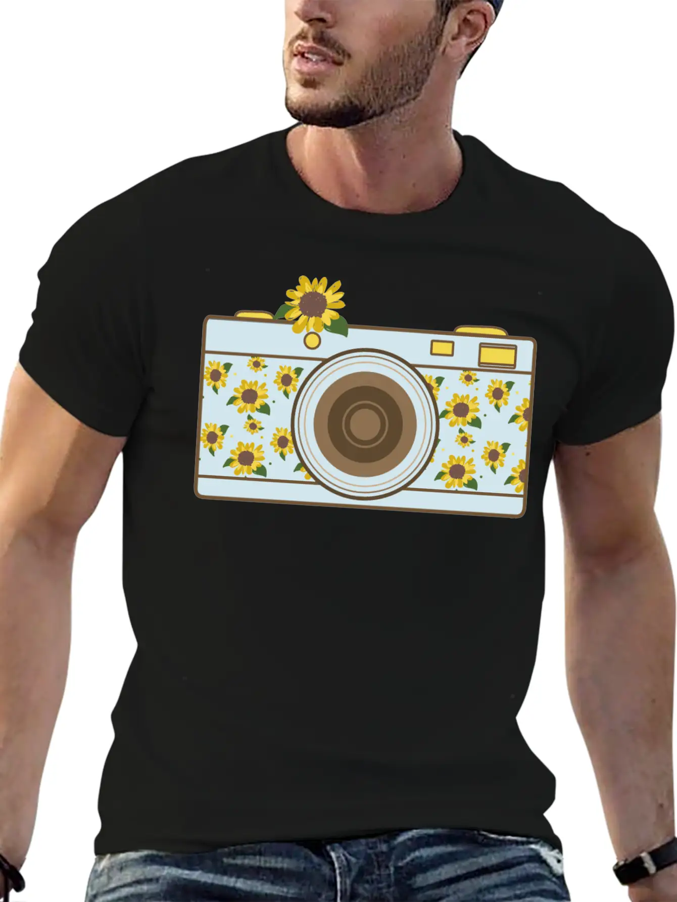 Floral Camera Stylish Everyday T-Shirt – Unisex Basic Cotton Tee