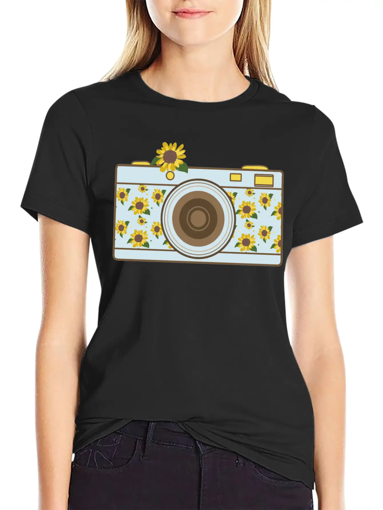 Floral Camera Stylish Everyday T-Shirt – Unisex Basic Cotton Tee