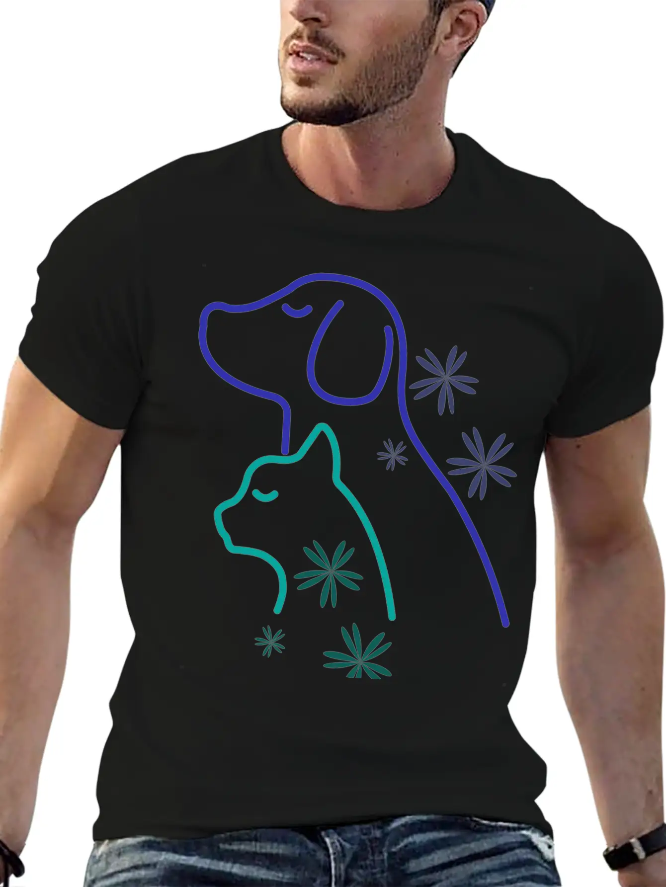 Floral Pet Lover Stylish Everyday T-Shirt – Unisex Basic Cotton Tee