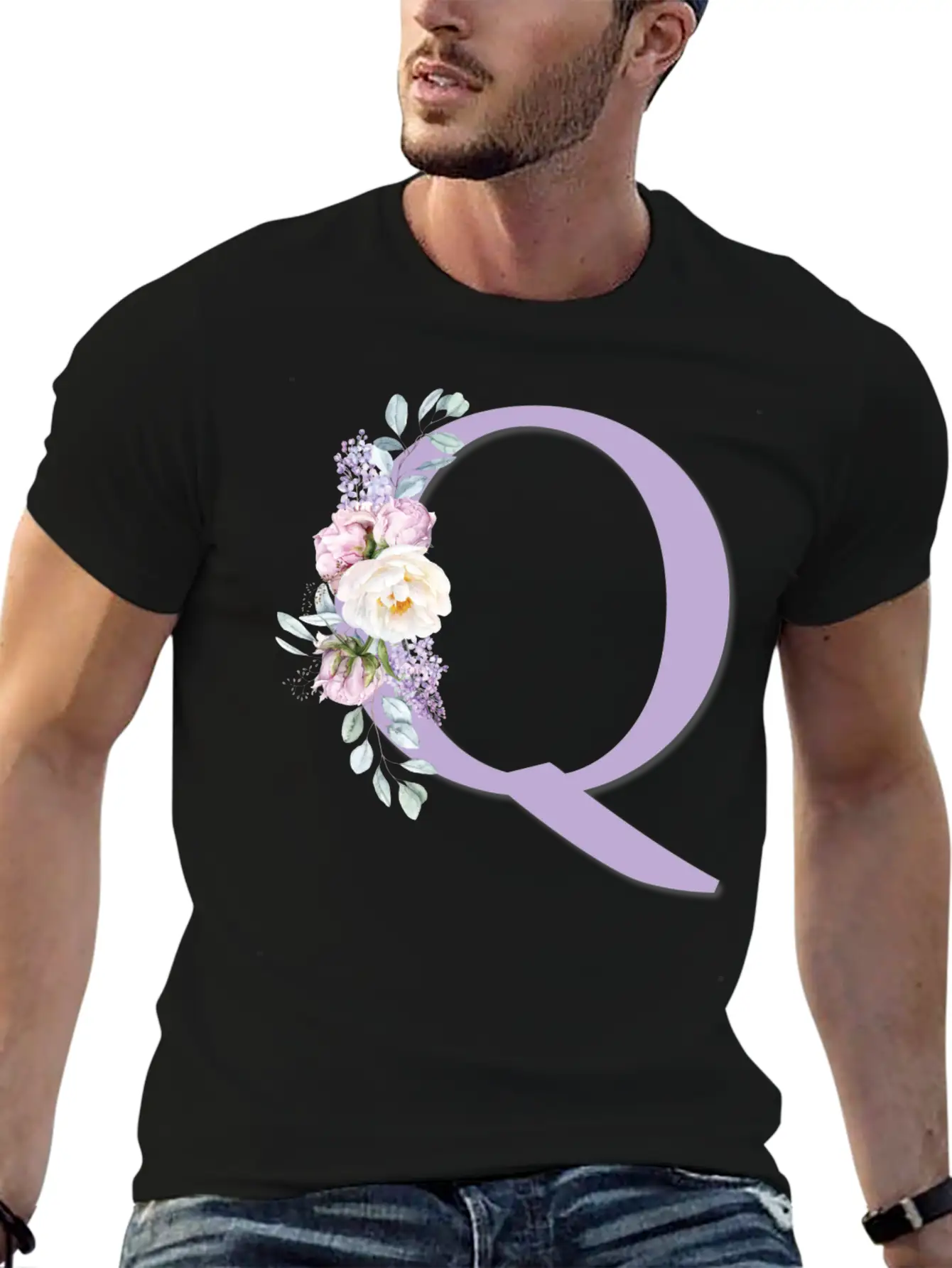 Floral Q Lightweight Cotton T-Shirt – Daily Comfort Graphic Shirt