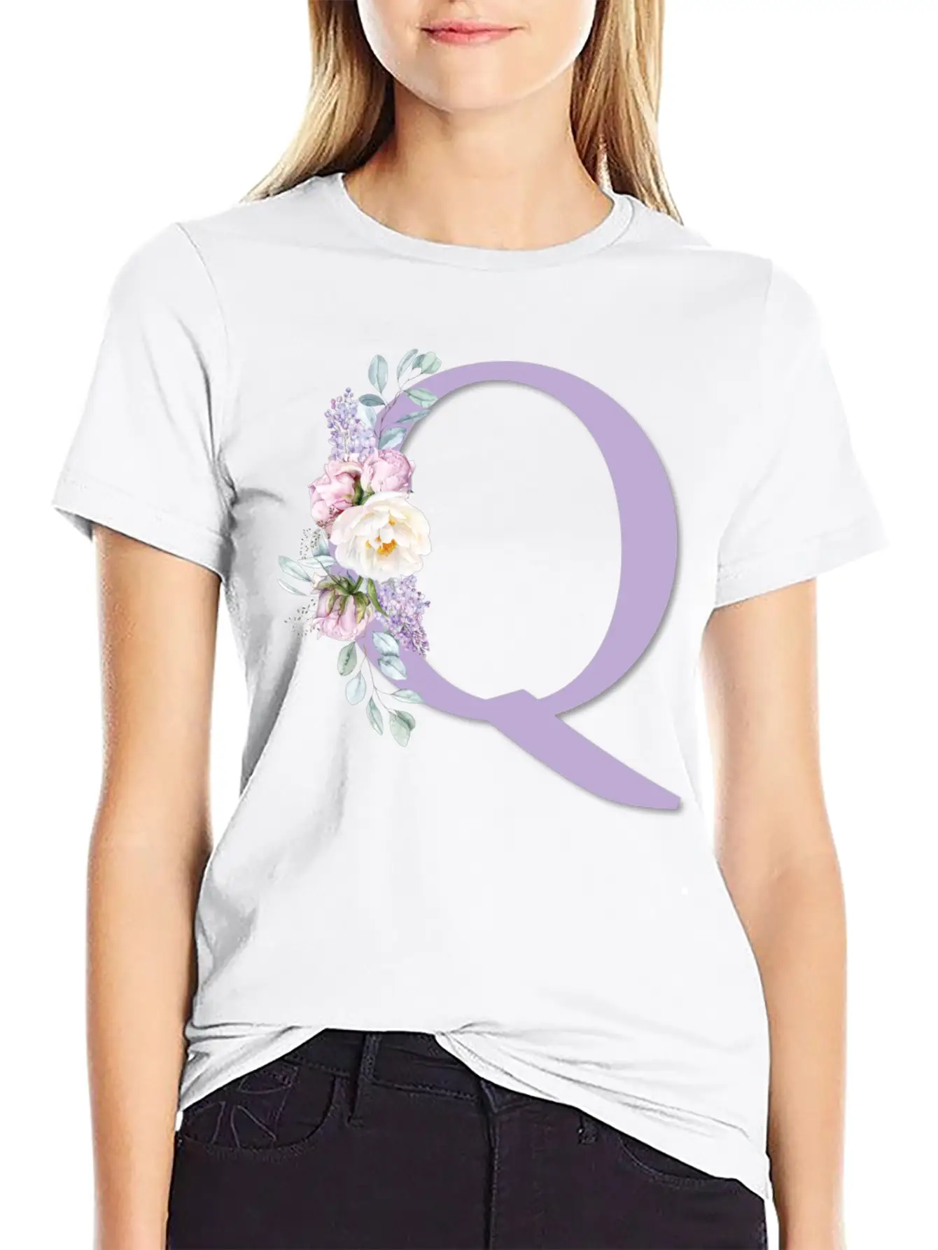 Floral Q Lightweight Cotton T-Shirt – Daily Comfort Graphic Shirt