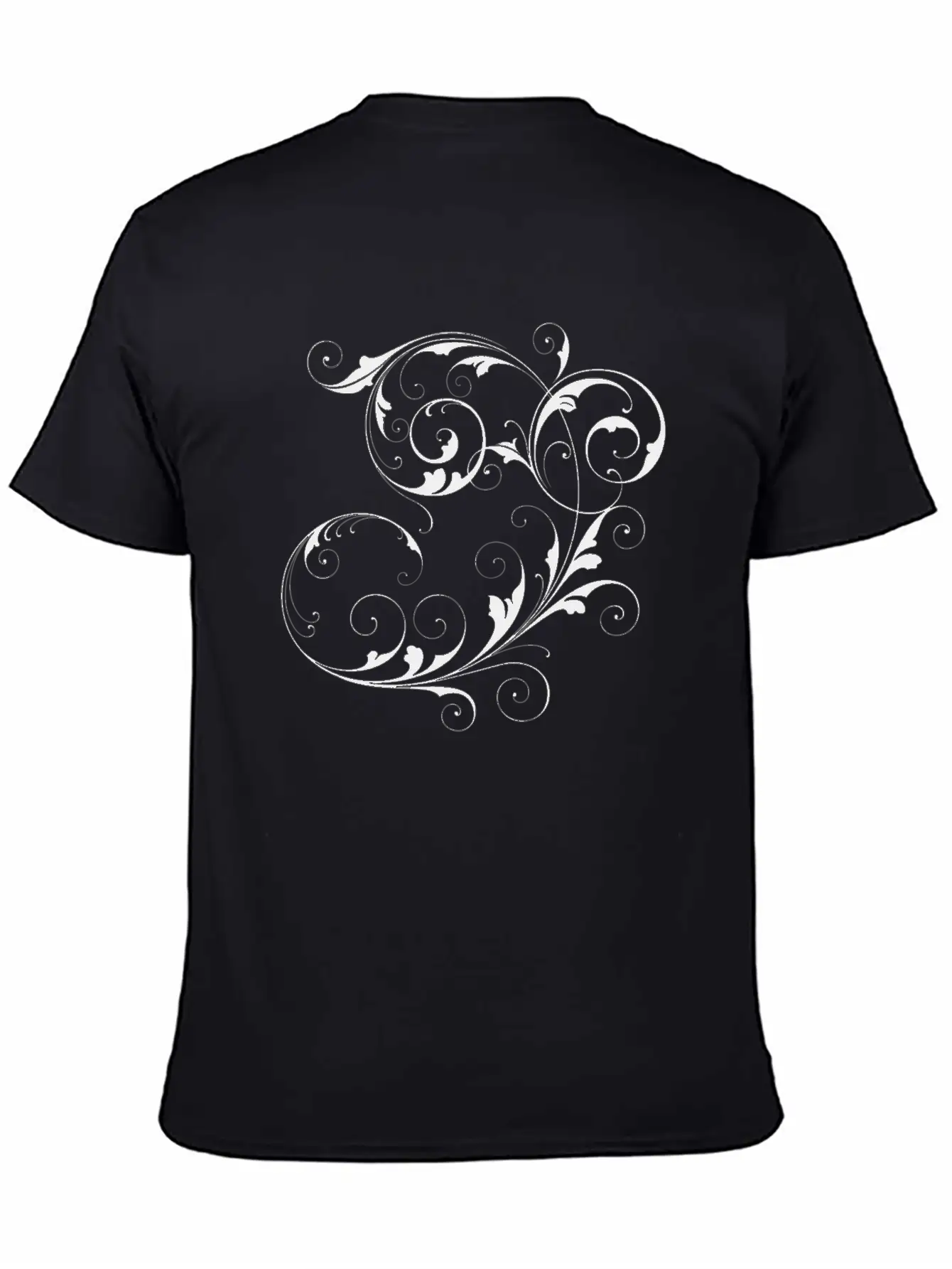Floral Scrolling Design [black Edition] Unisex Casual T-Shirt – Clean Design For Daily Comfort