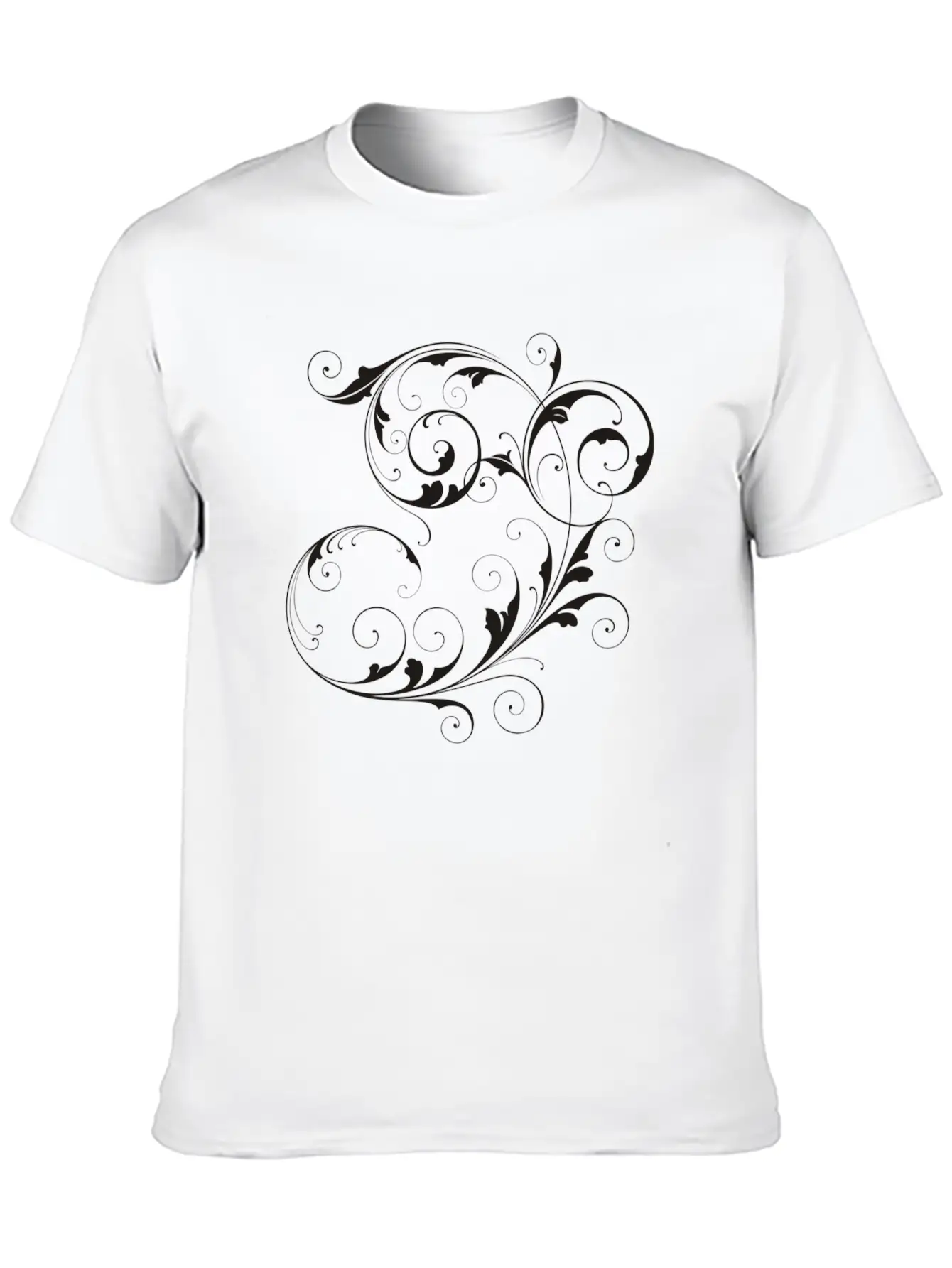 Floral Scrolling Design [black Edition] Unisex Casual T-Shirt – Clean Design For Daily Comfort