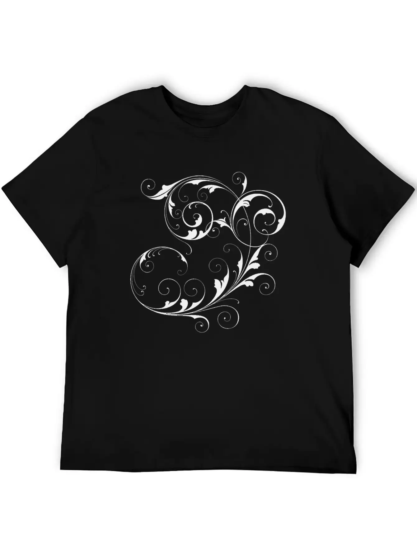 Floral Scrolling Design [black Edition] Unisex Casual T-Shirt – Clean Design For Daily Comfort