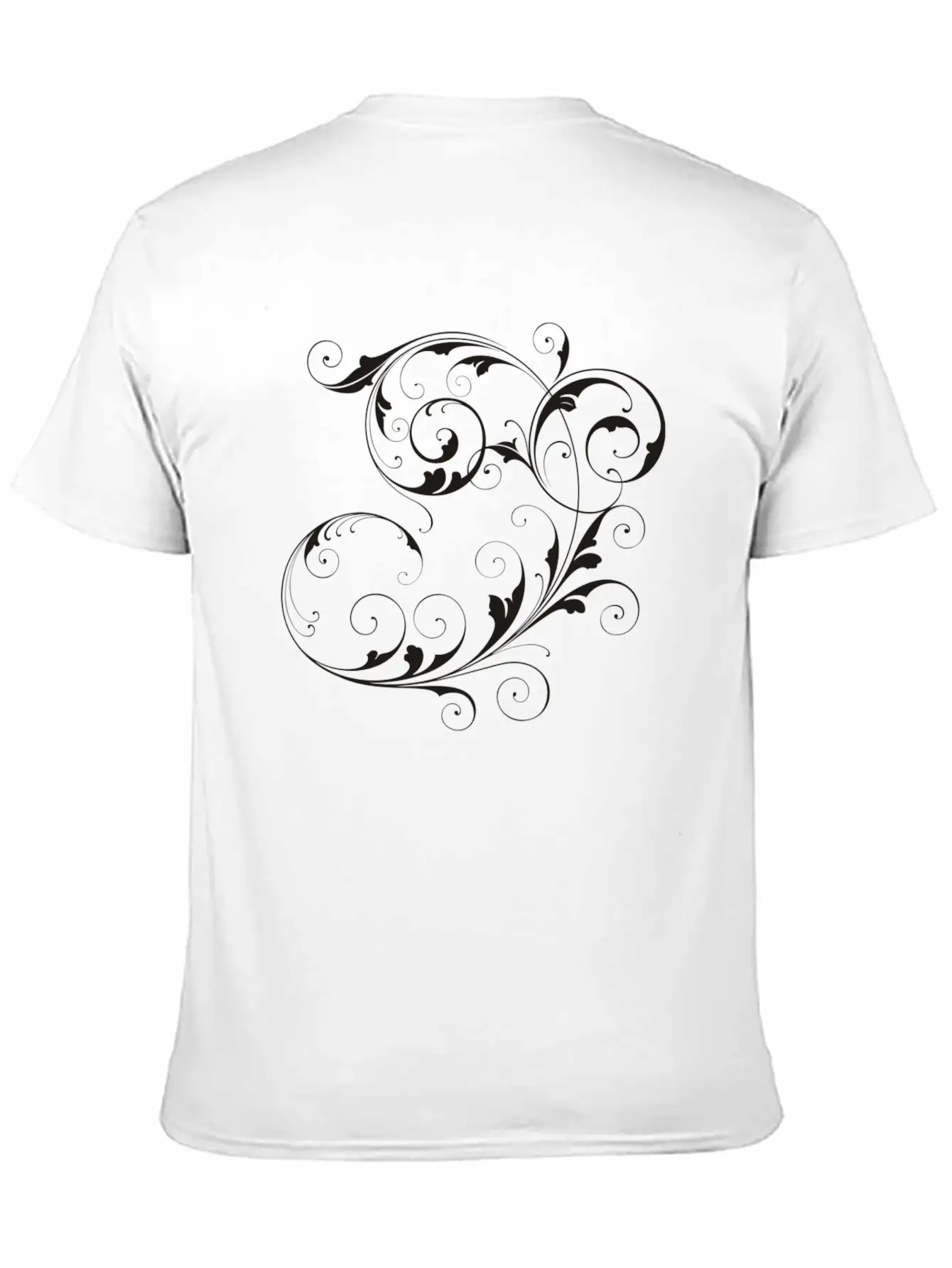 Floral Scrolling Design [black Edition] Unisex Casual T-Shirt – Clean Design For Daily Comfort