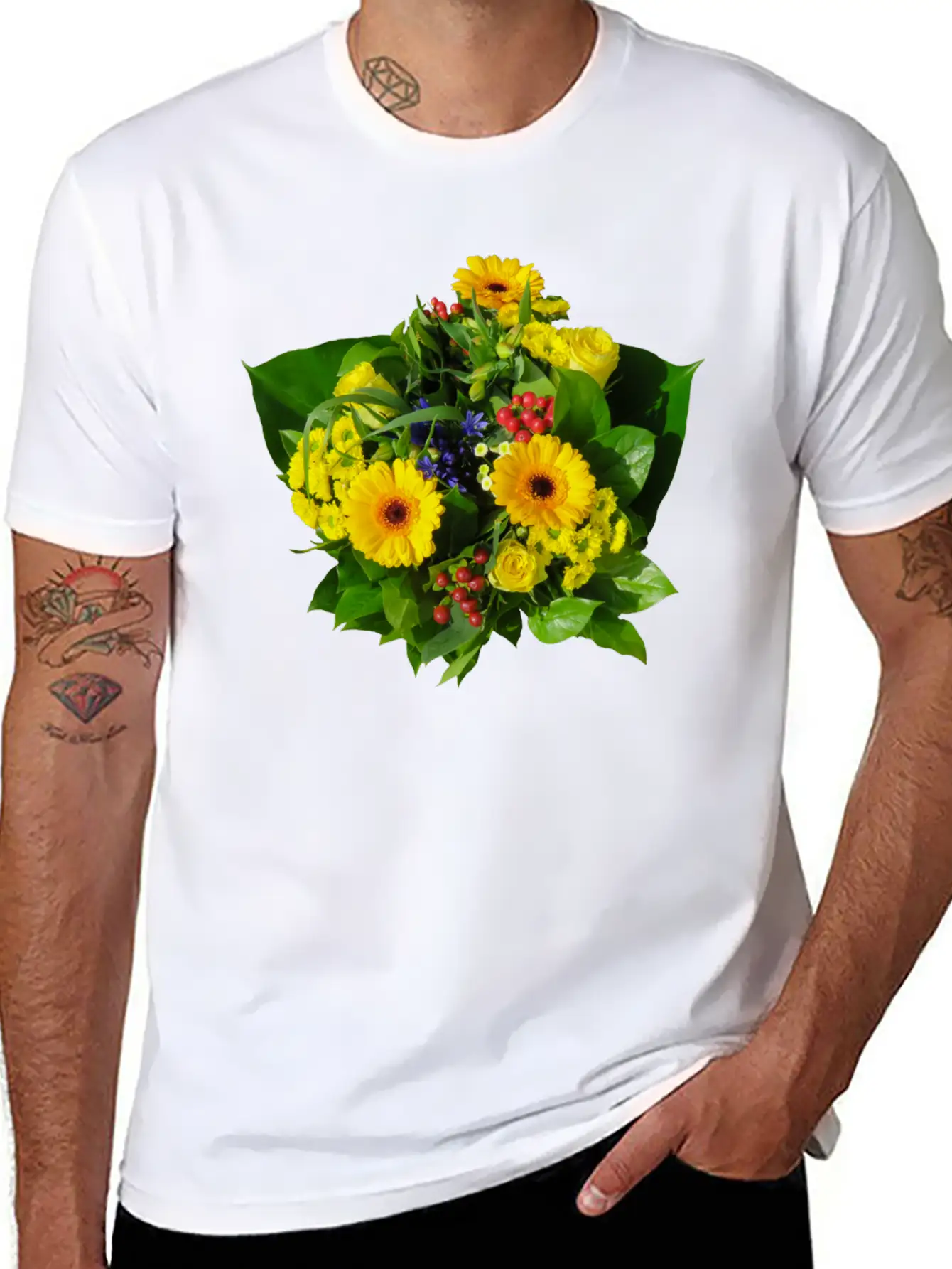 Flowers Lilies Tulips Orchids Sunflower Dahlia Ger Stylish Everyday T-Shirt – Unisex Basic Cotton Tee