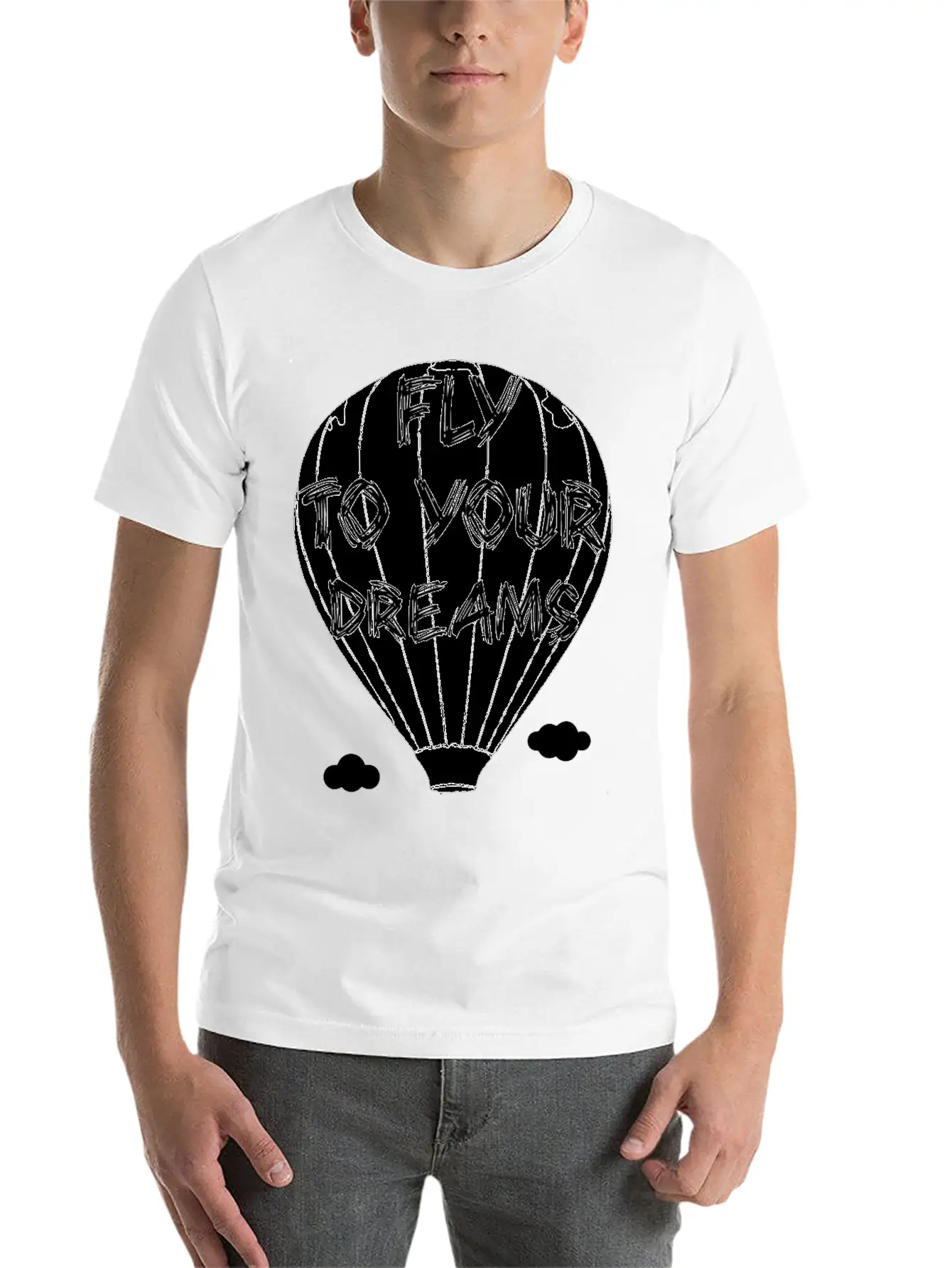 Fly To Your Dreams Air Balloon Classic Crew Neck Graphic Tee – Everyday Minimal Look