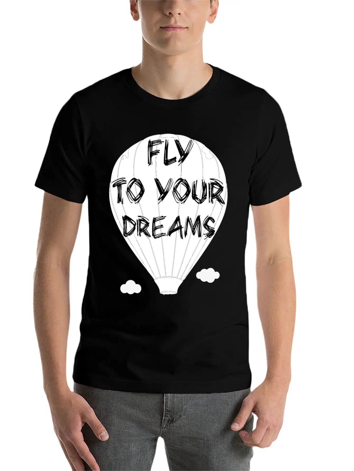 Fly To Your Dreams Air Balloon Classic Crew Neck Graphic Tee – Everyday Minimal Look