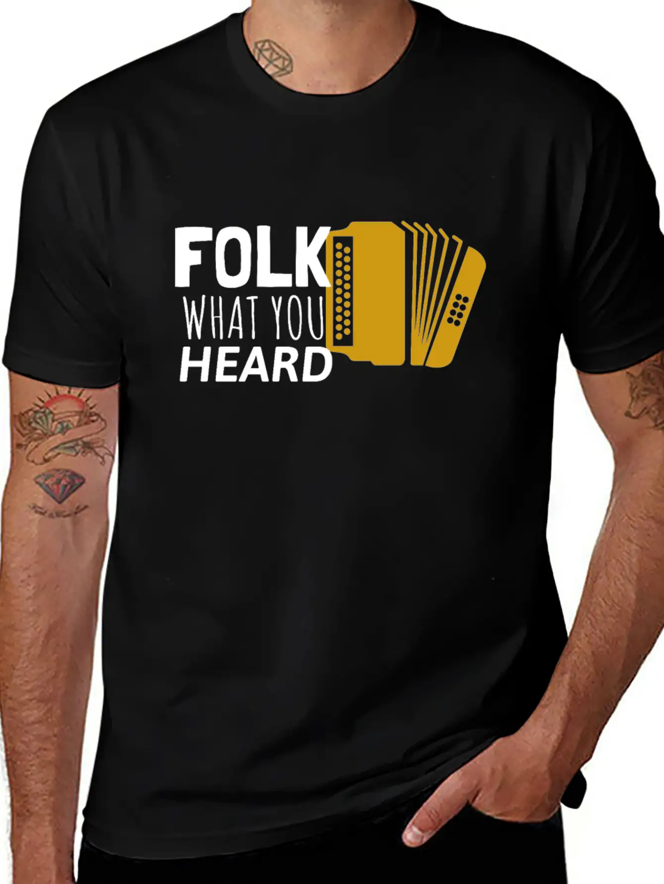 Folk What You Heard Accordion Folk Music Stylish Everyday T-Shirt – Unisex Basic Cotton Tee