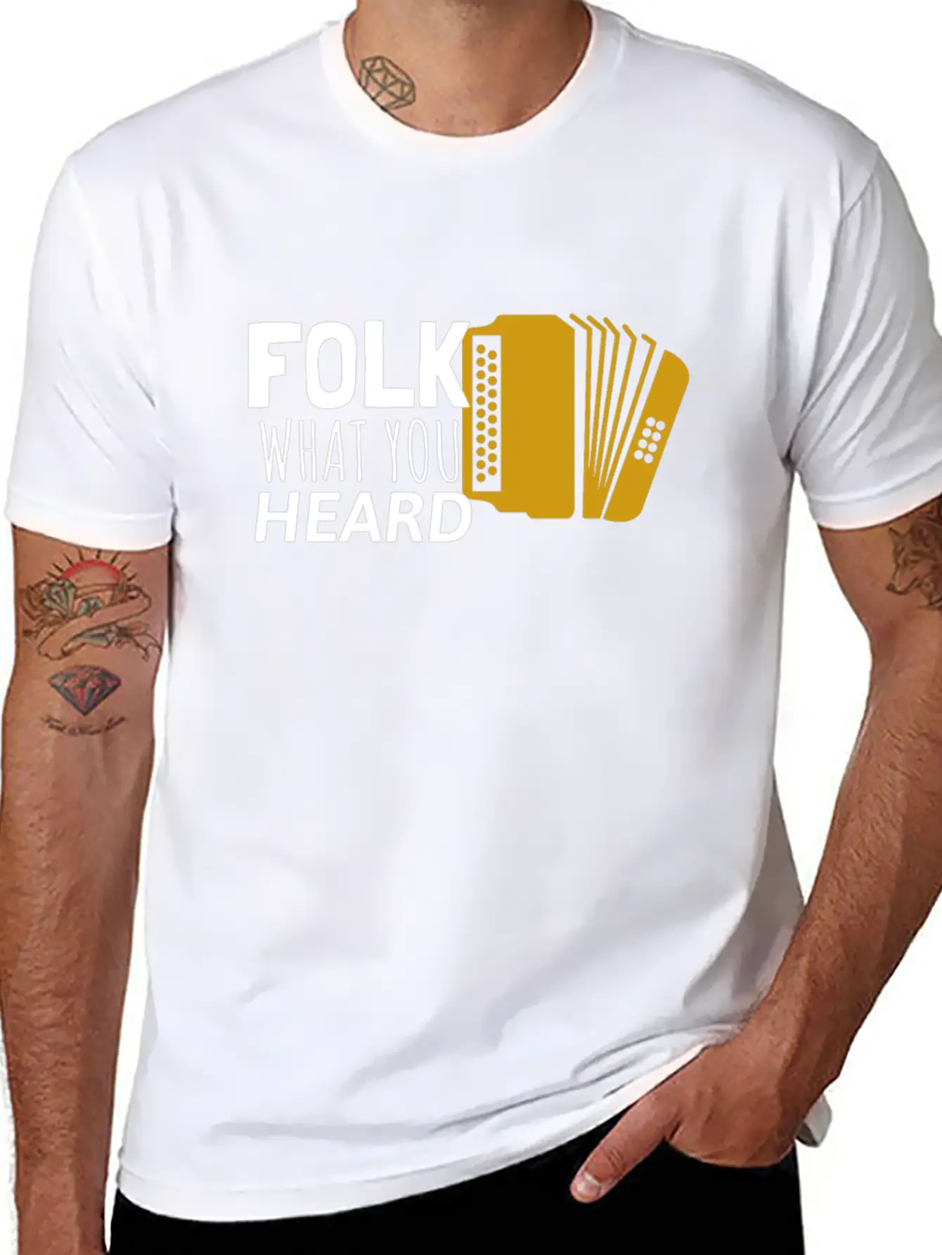 Folk What You Heard Accordion Folk Music Stylish Everyday T-Shirt – Unisex Basic Cotton Tee