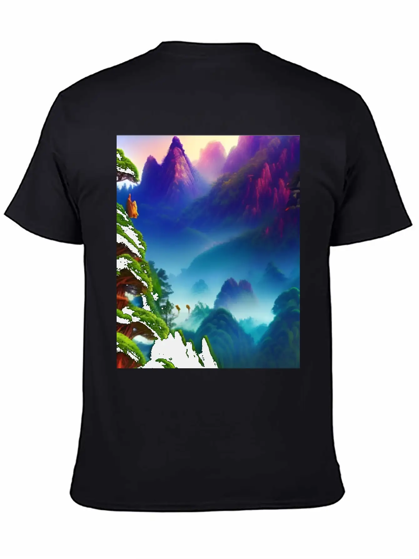 Forest And Mountains Landscape Lightweight Cotton T-Shirt – Daily Comfort Graphic Shirt