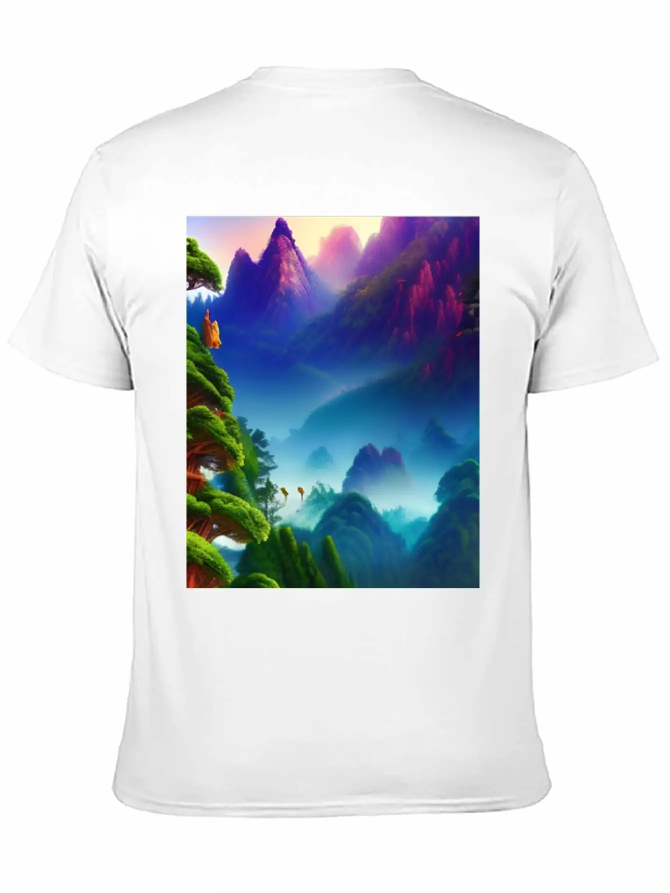 Forest And Mountains Landscape Lightweight Cotton T-Shirt – Daily Comfort Graphic Shirt