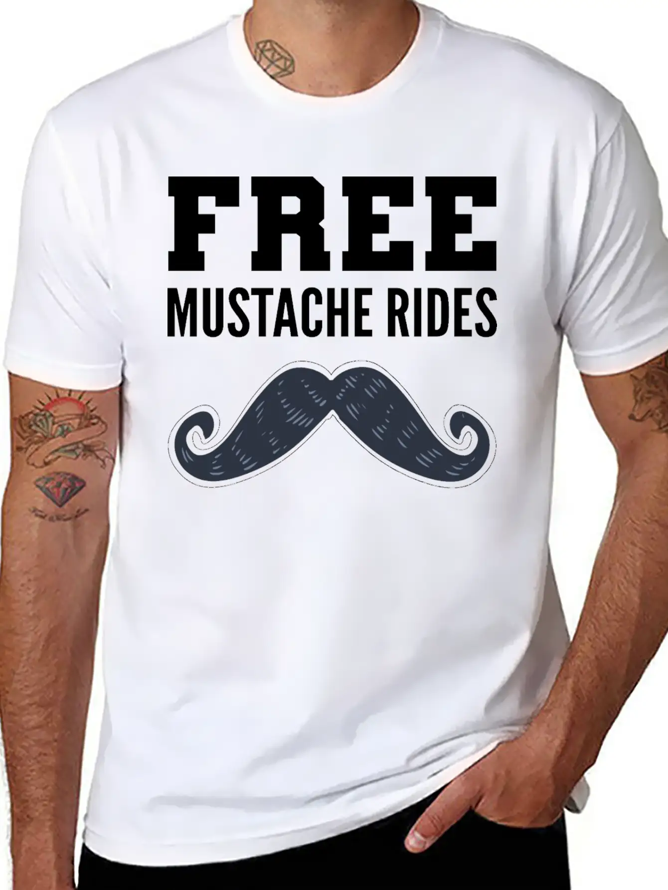 Free Mustache Rides Hipster And Cool Gift Unisex Cotton Tee – Relaxed Fit For Any Occasion