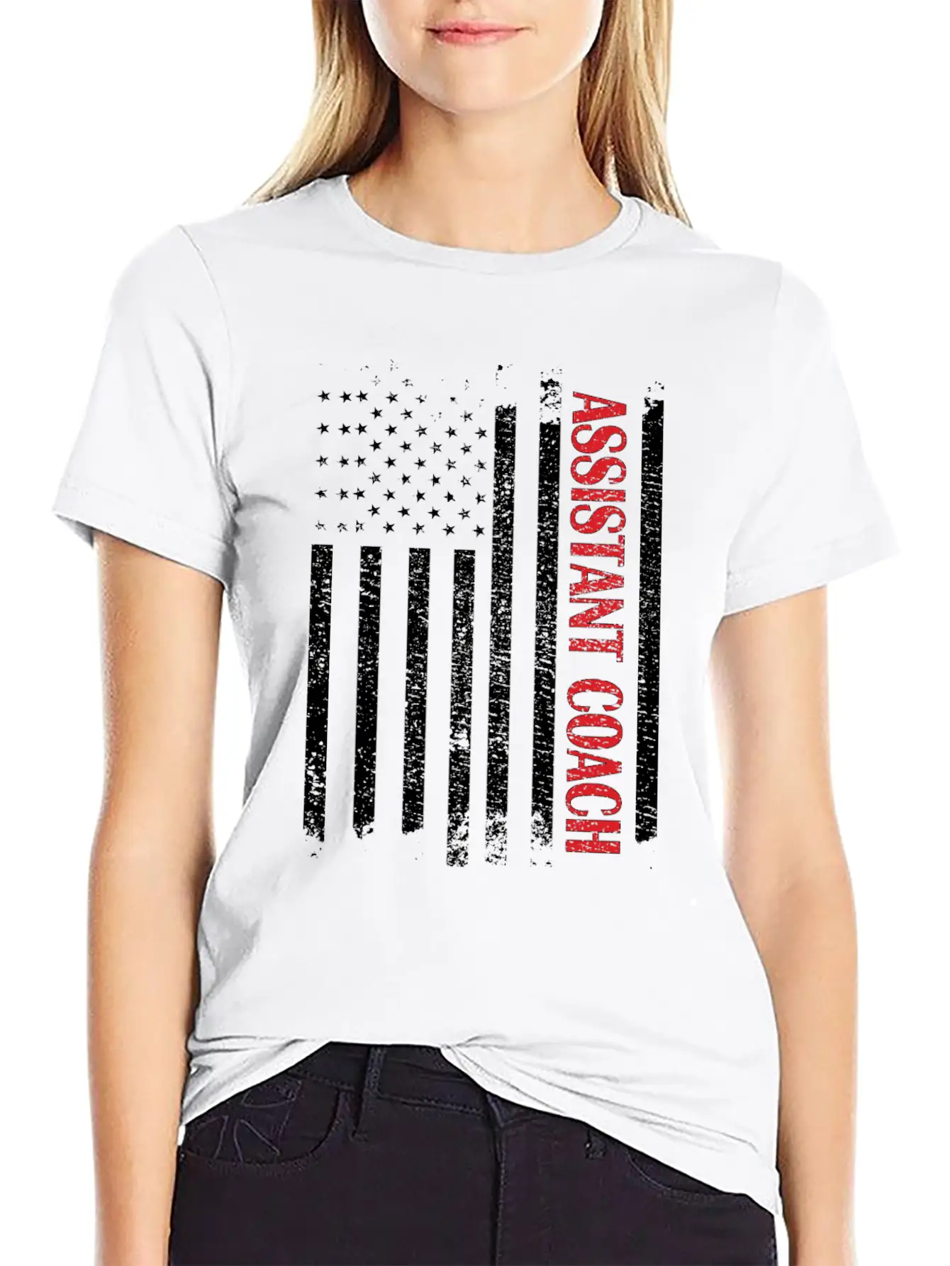 Funny Assistant Coach US Flag Sports Coaching Breathable Graphic T-Shirt – Perfect For Casual Days