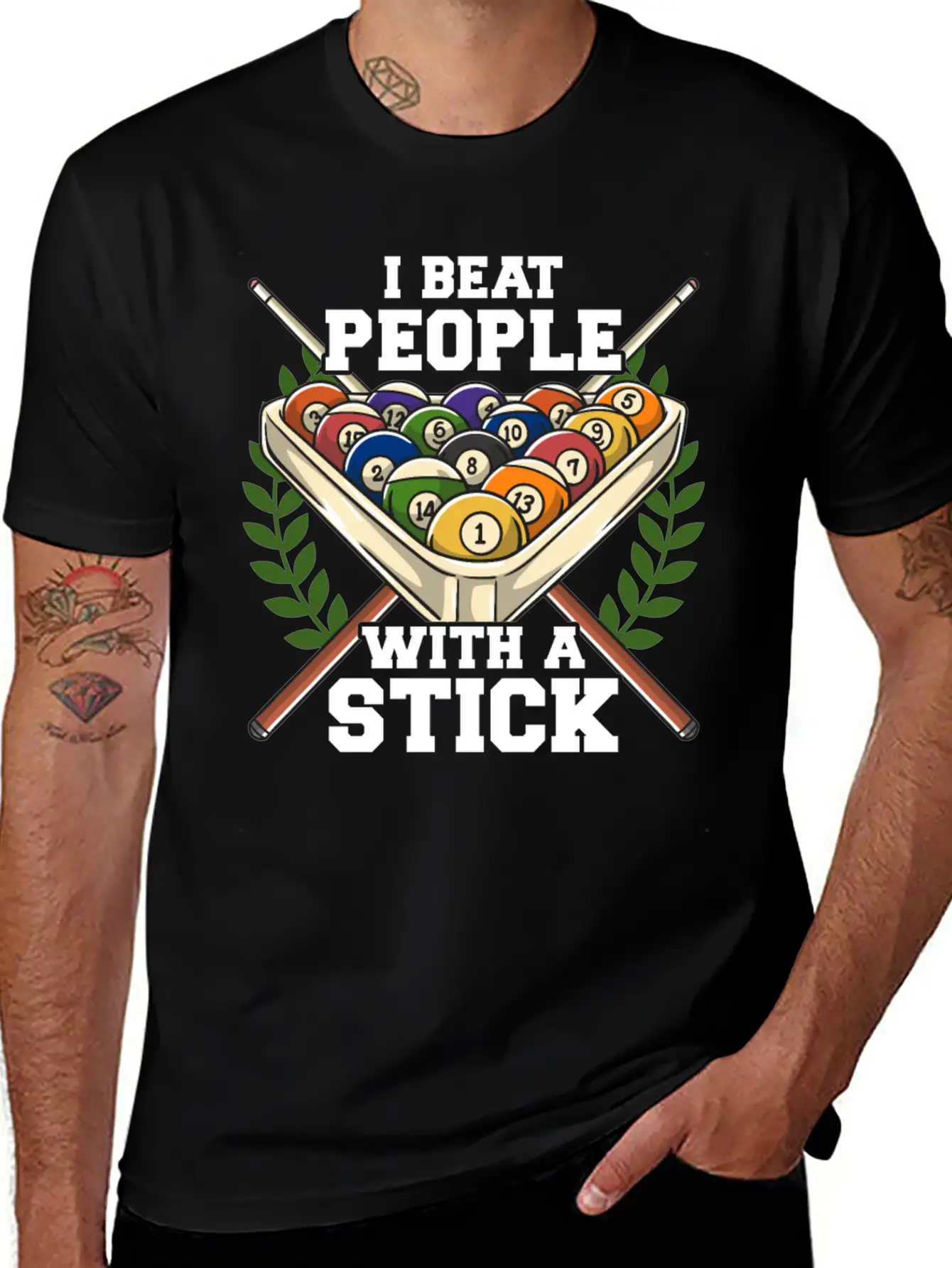 Funny Billiards I Beat People With A Stick Pool Basic Graphic T-Shirt – Daily Comfort In Soft Cotton