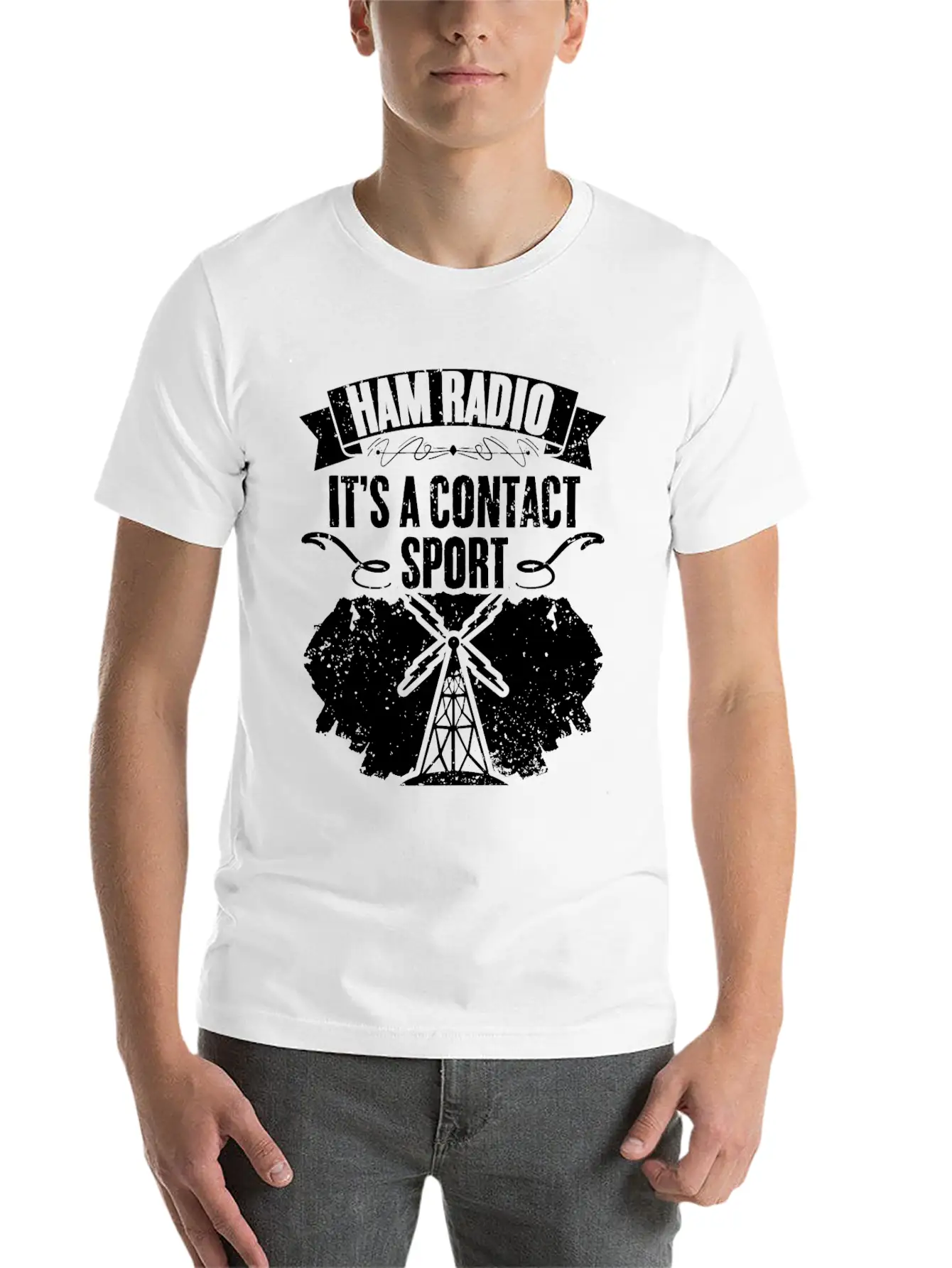 Funny Ham Radio It's A Contact Sport Amateur Radio Lightweight Cotton T-Shirt – Daily Comfort Graphic Shirt