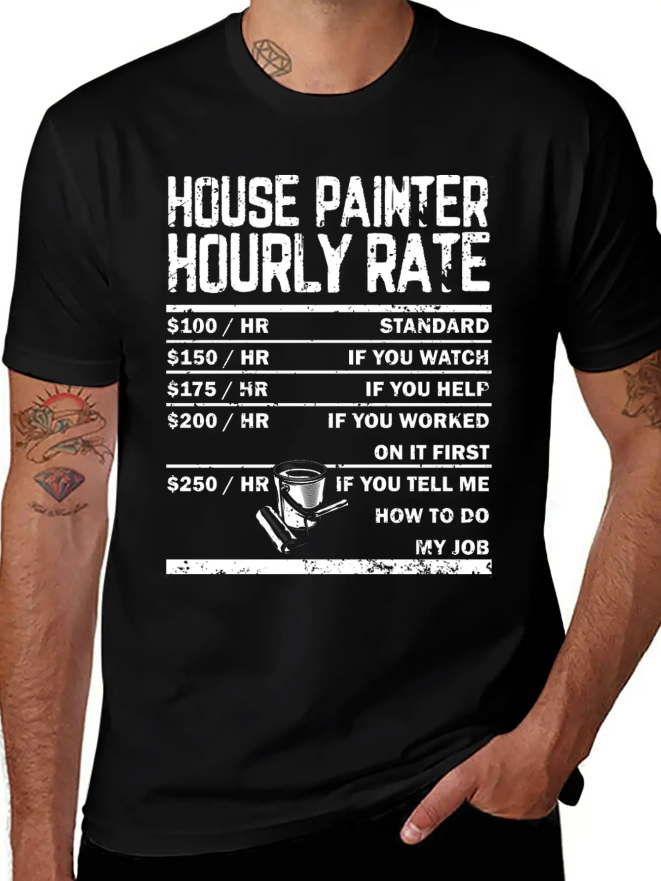 Funny House Painter Hourly Rate A House Painting Stylish Everyday T-Shirt – Unisex Basic Cotton Tee