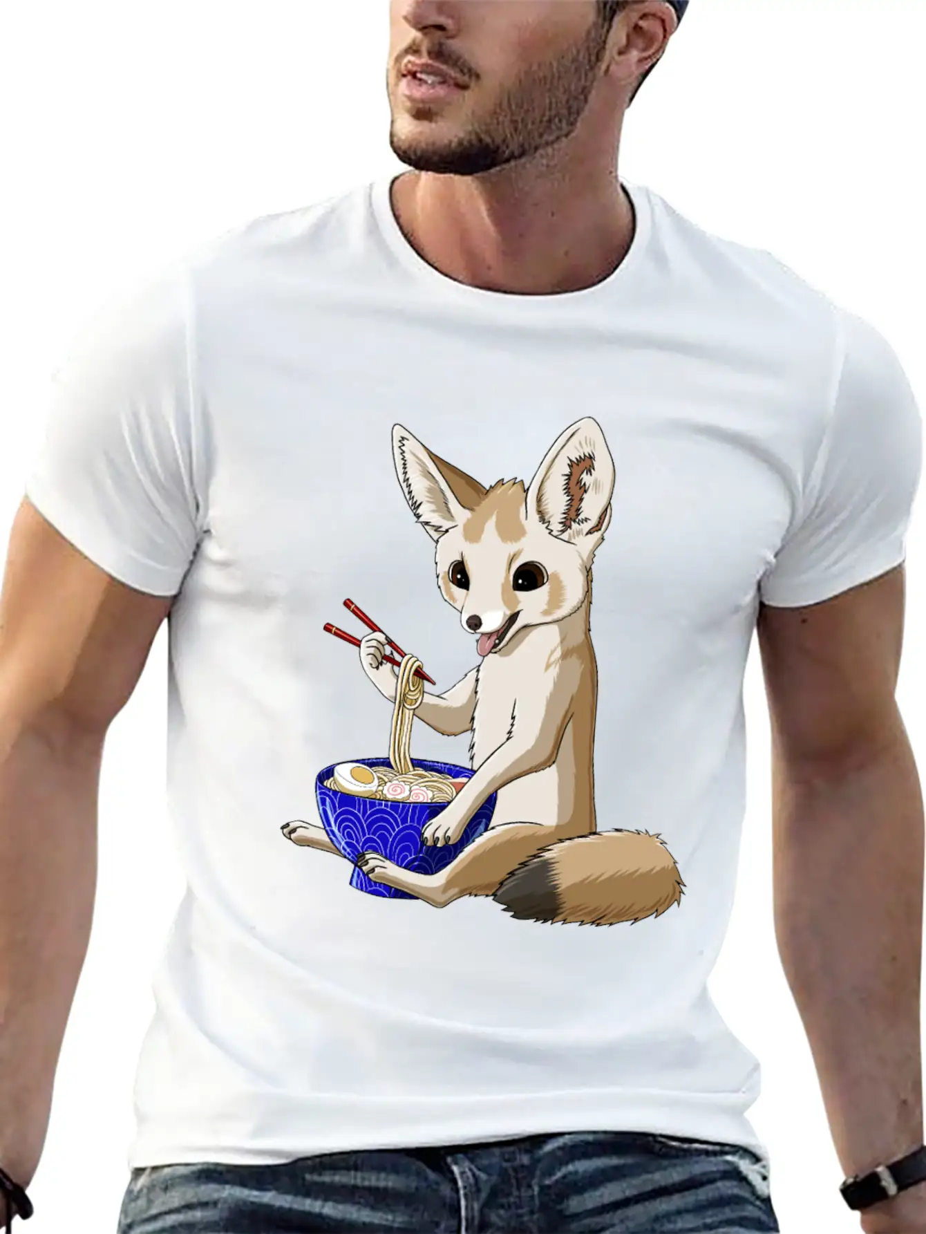 Funny Japanese Kawaii Ramen Noodles Fennec Fox Basic Graphic T-Shirt – Daily Comfort In Soft Cotton