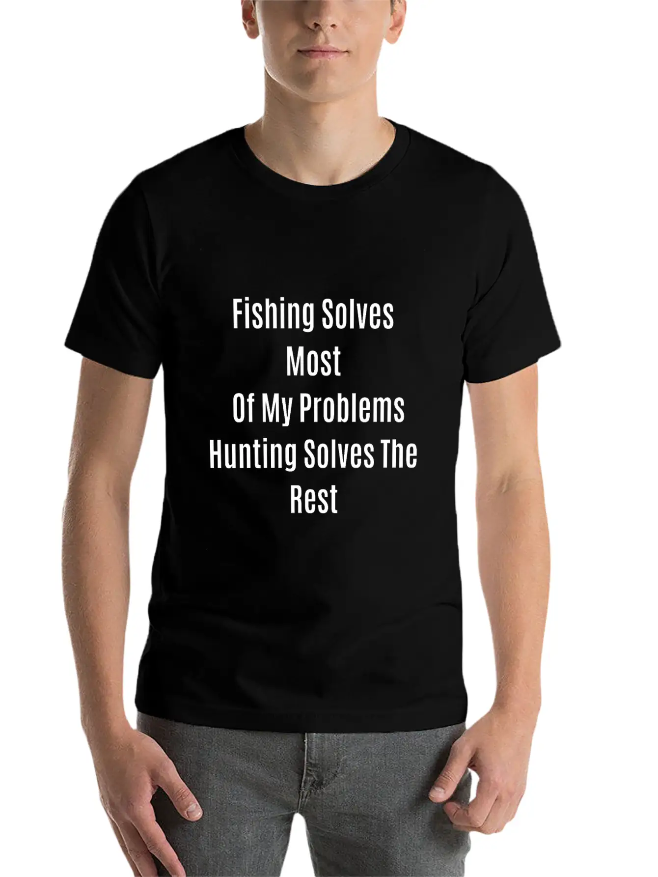 Funny Quote Fishing Solves Most Of My Problems Hun Stylish Everyday T-Shirt – Unisex Basic Cotton Tee