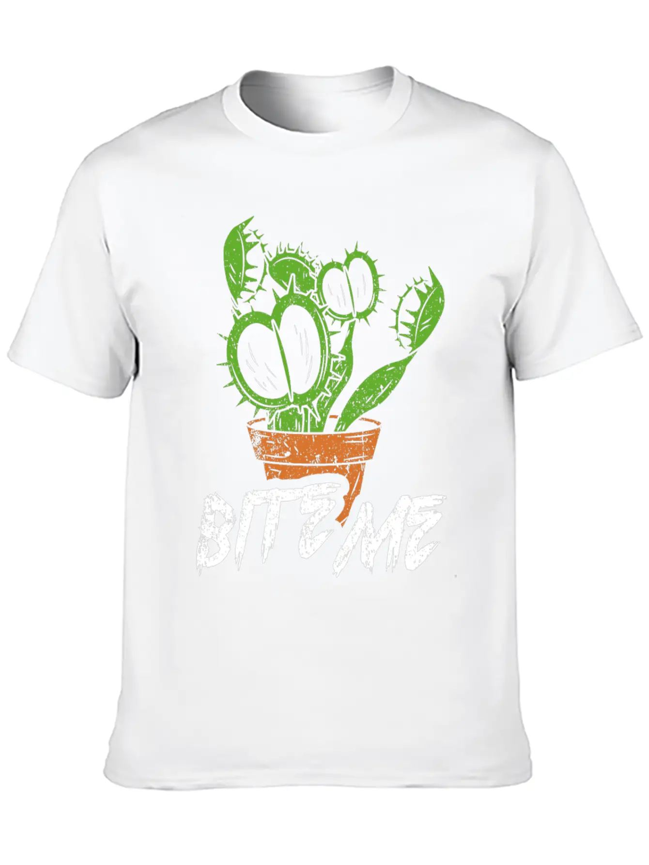 Funny Succulent Design Quote Bite Me Carnivorous Simple Everyday Graphic Tee – Lightweight Summer Wear