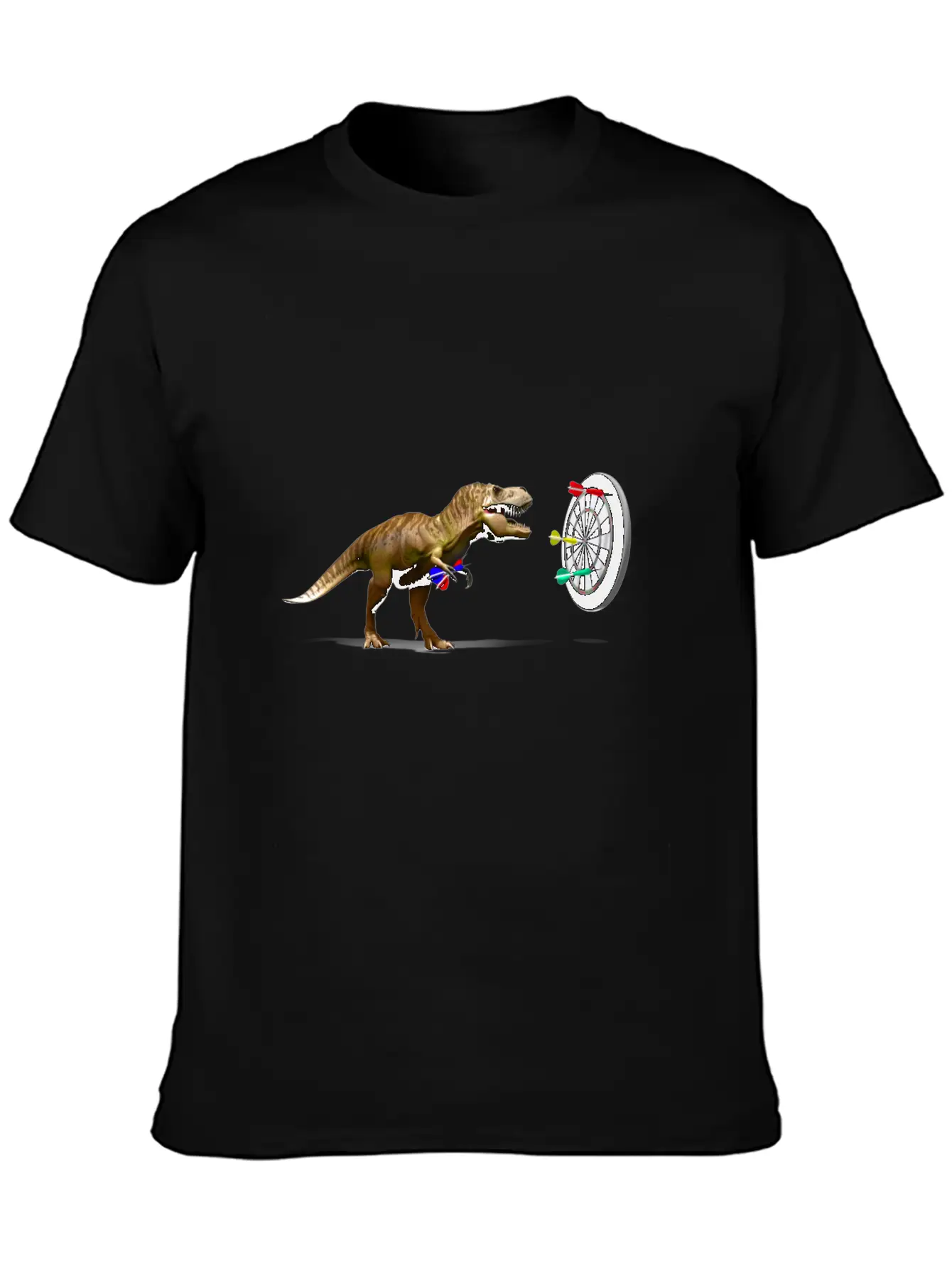 Funny Trex Playing Darts Basic Graphic T-Shirt – Daily Comfort In Soft Cotton