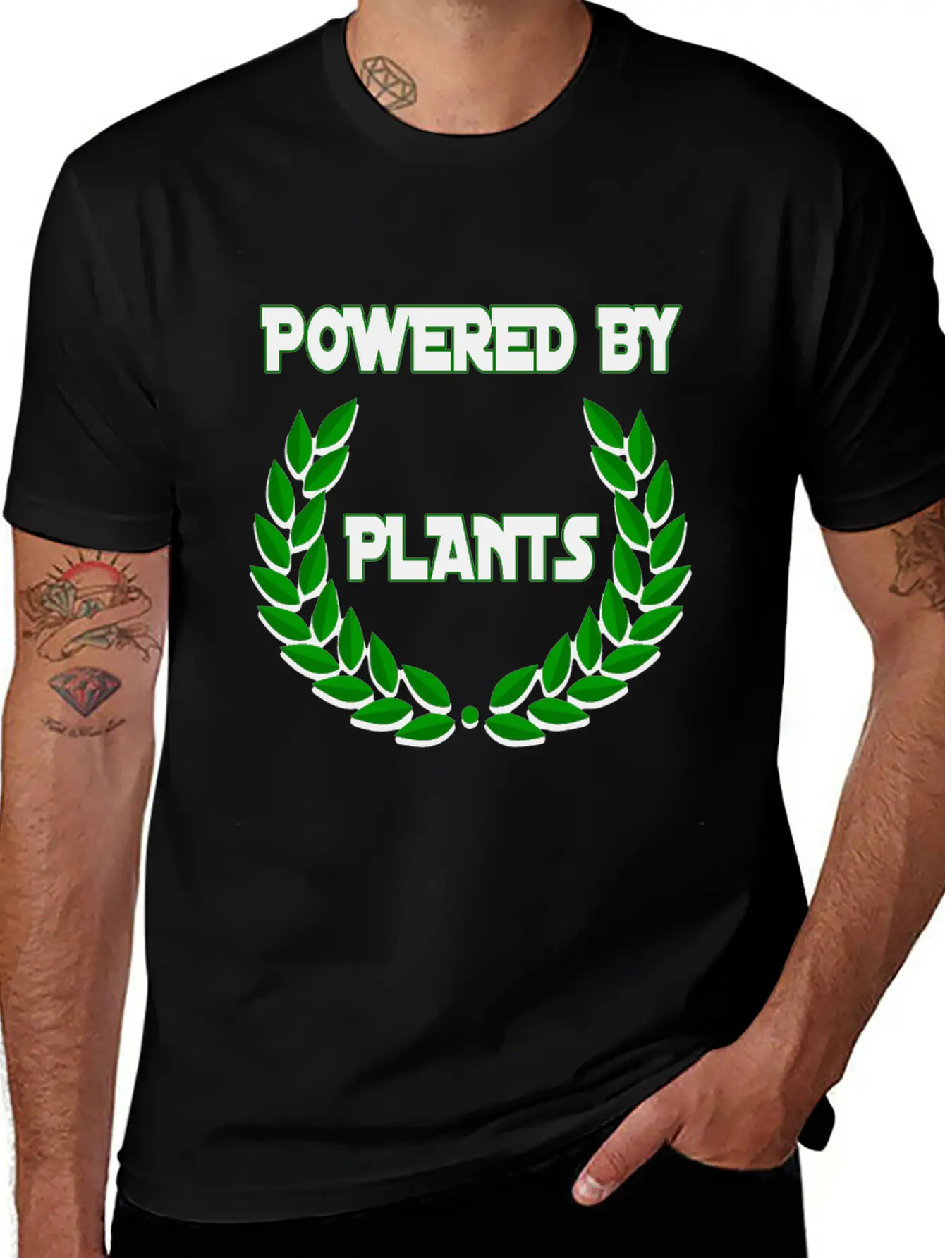 Funny Vegan Gift Powered By Plants Basic Graphic T-Shirt – Daily Comfort In Soft Cotton