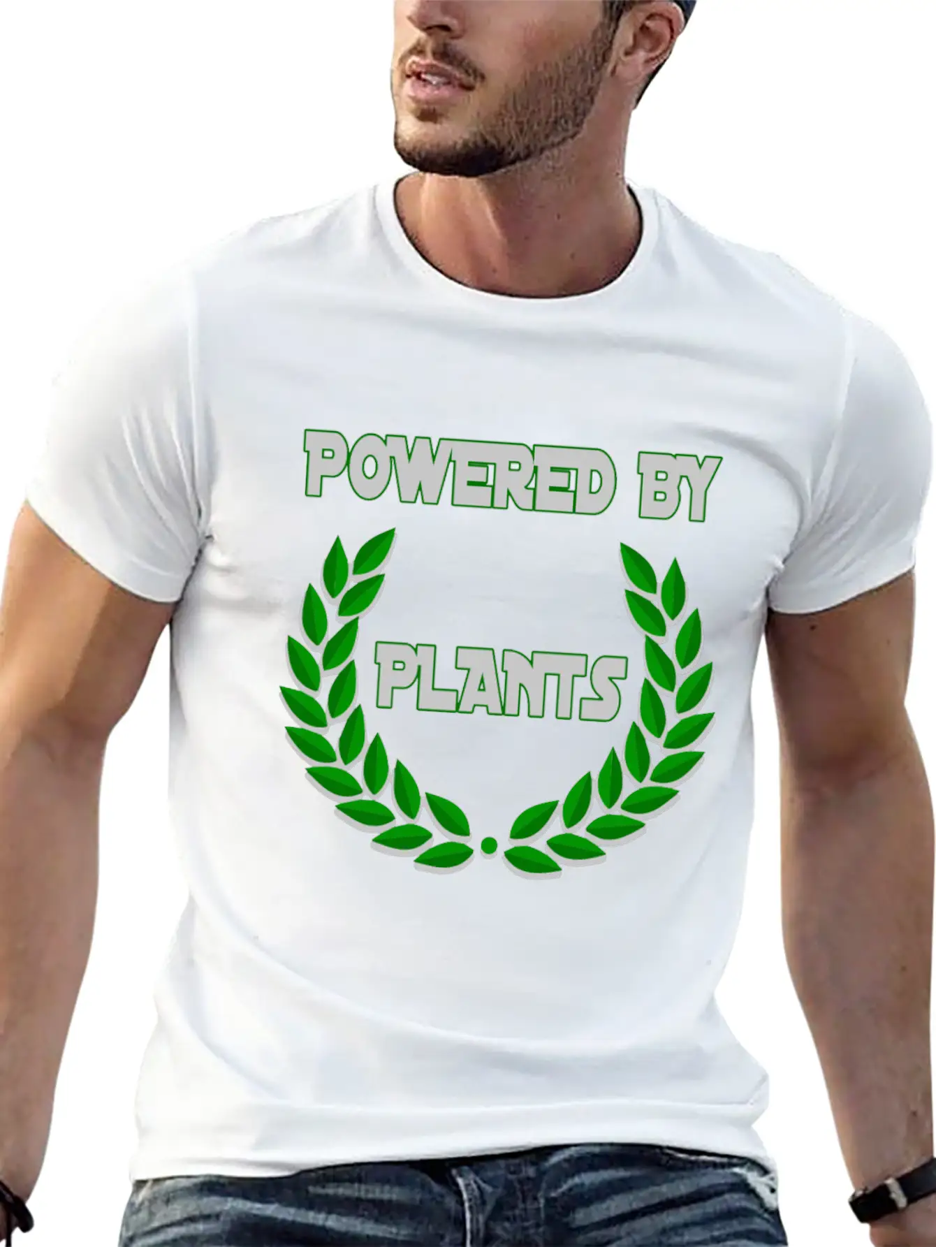 Funny Vegan Gift Powered By Plants Basic Graphic T-Shirt – Daily Comfort In Soft Cotton