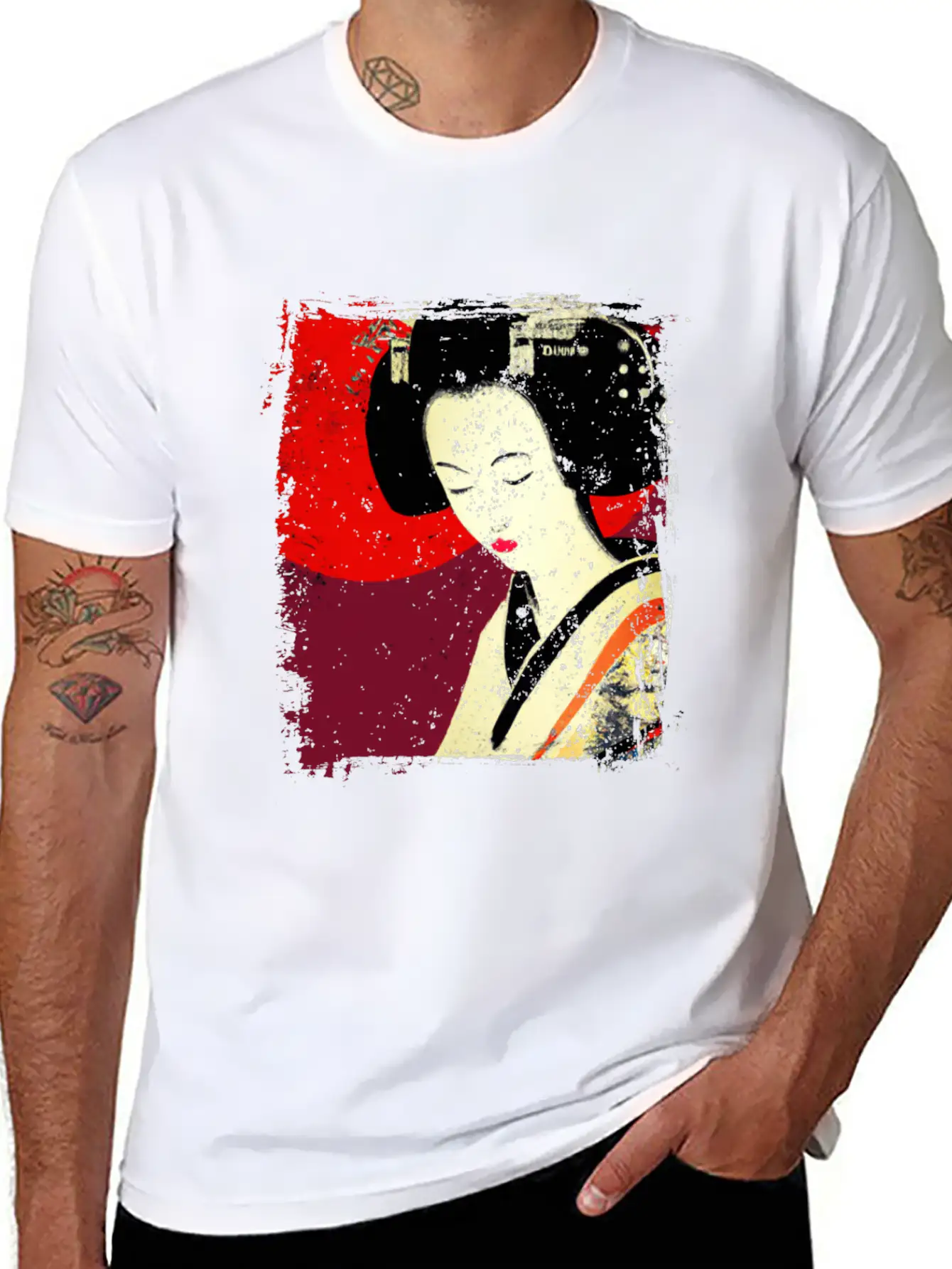 Geisha, Traditional Digital Art, Japan Stylish Everyday T-Shirt – Unisex Basic Cotton Tee