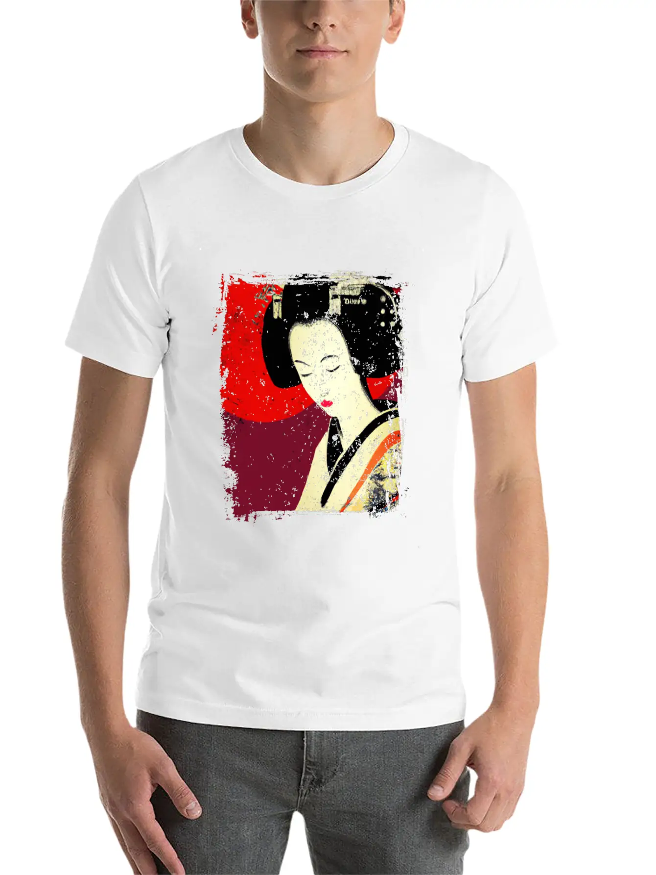 Geisha, Traditional Digital Art, Japan Stylish Everyday T-Shirt – Unisex Basic Cotton Tee