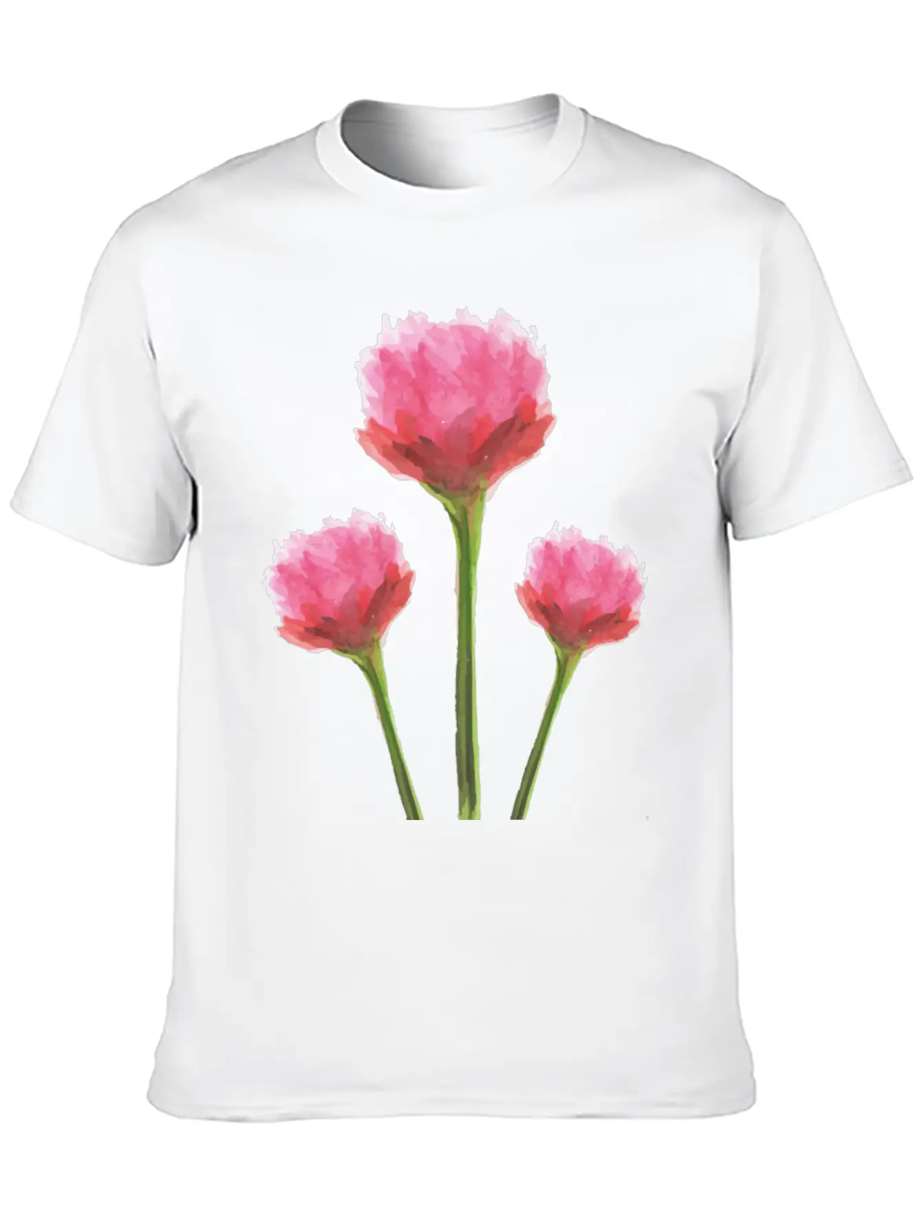 Gentle Pink Watercolor Flowers Essential Cotton Tee For Daily Outfits – Unisex Style
