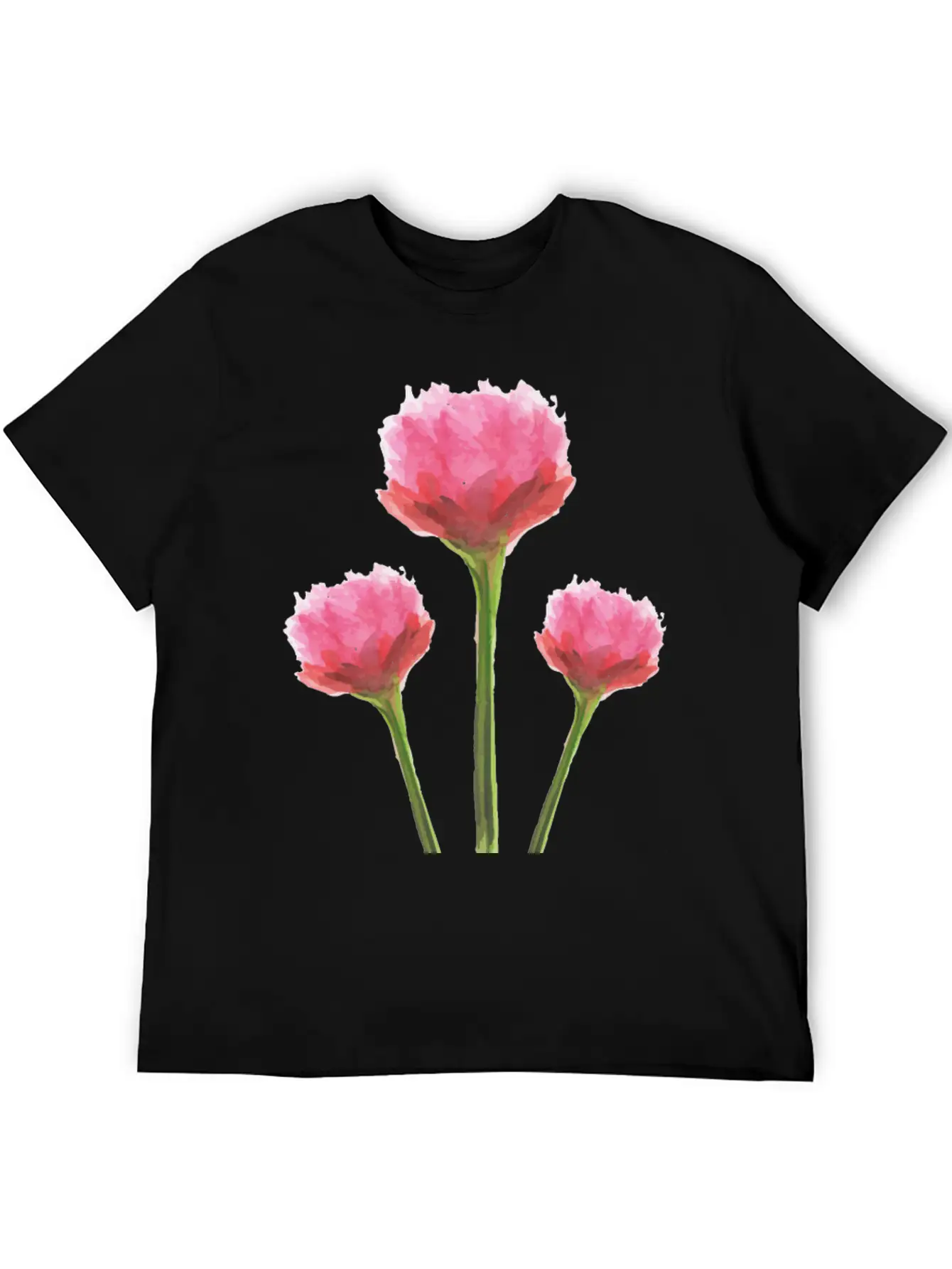 Gentle Pink Watercolor Flowers Essential Cotton Tee For Daily Outfits – Unisex Style