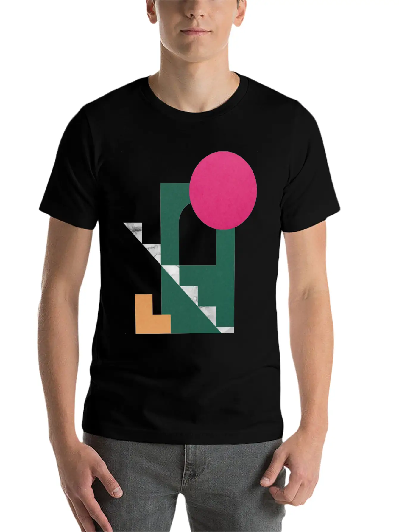 Geometric Collage 19 Classic Cotton Tee – Unisex Comfort For Any Season