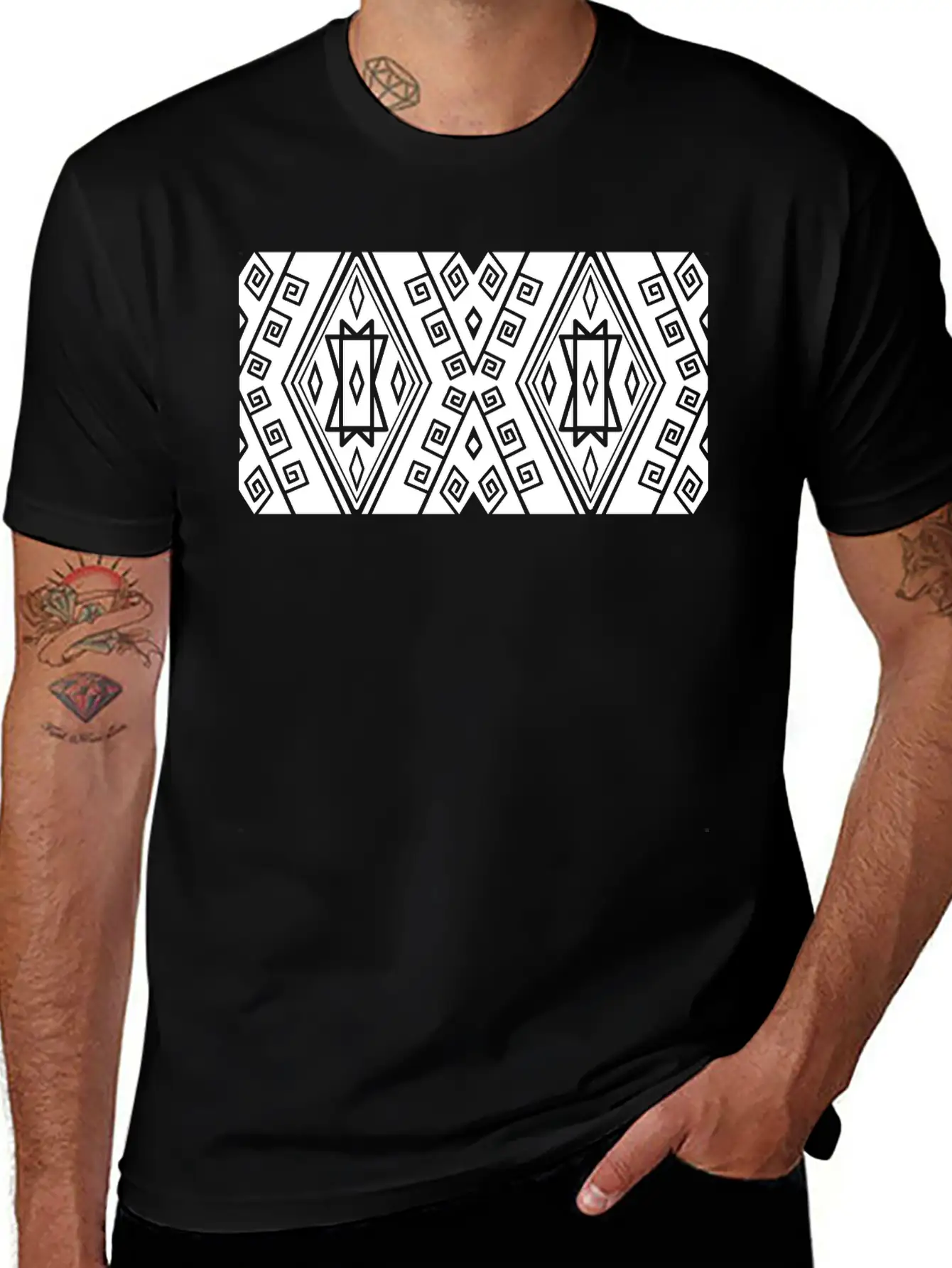 Geometric Decoration Stylish Everyday T-Shirt – Unisex Basic Cotton Tee