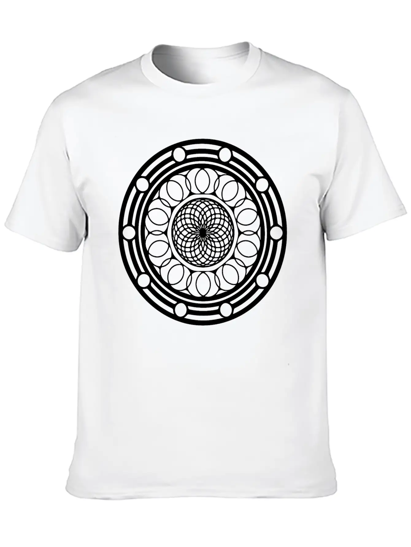 Geometric Floral Mandala Round Pattern Shape Stylish Everyday T-Shirt – Unisex Basic Cotton Tee