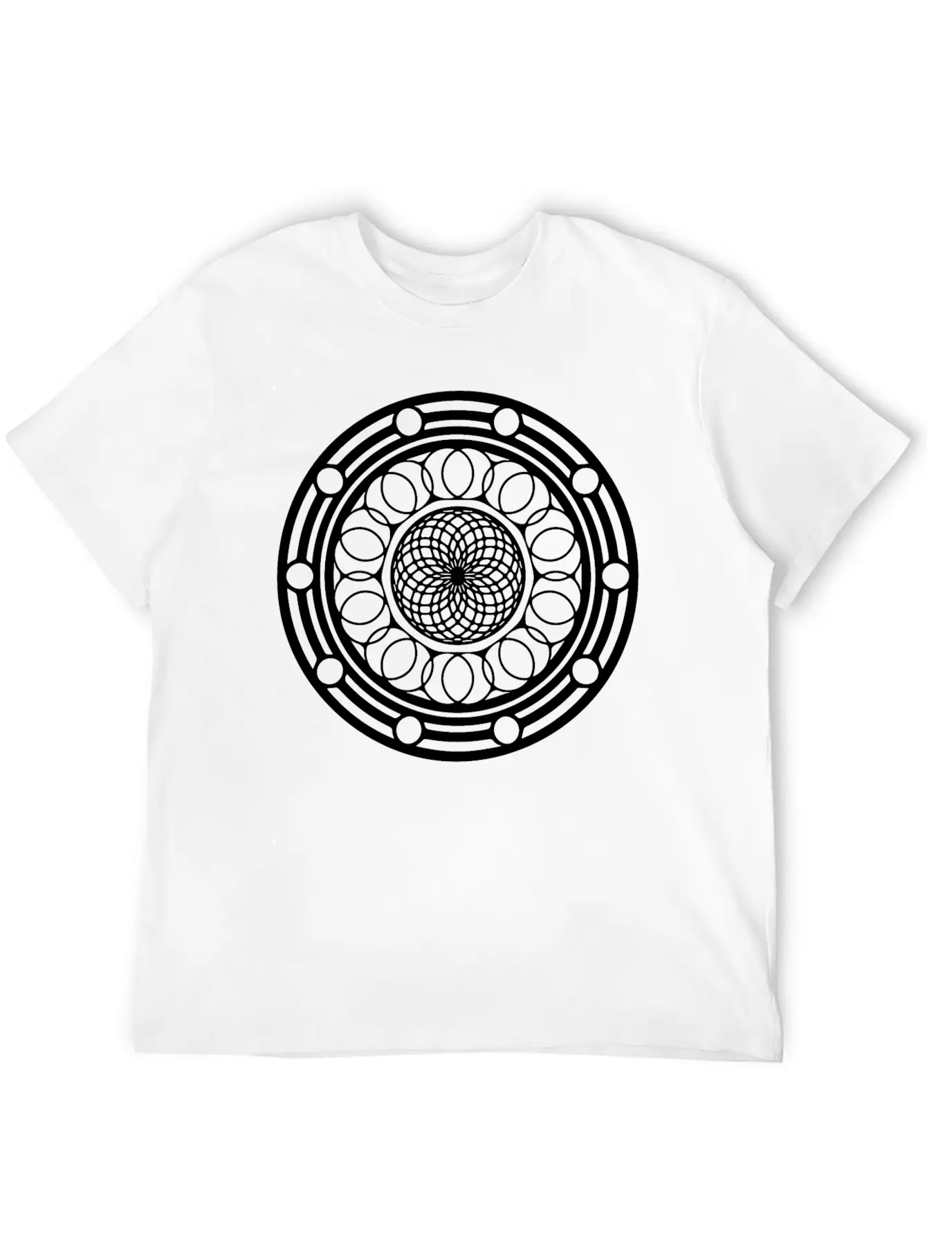 Geometric Floral Mandala Round Pattern Shape Stylish Everyday T-Shirt – Unisex Basic Cotton Tee
